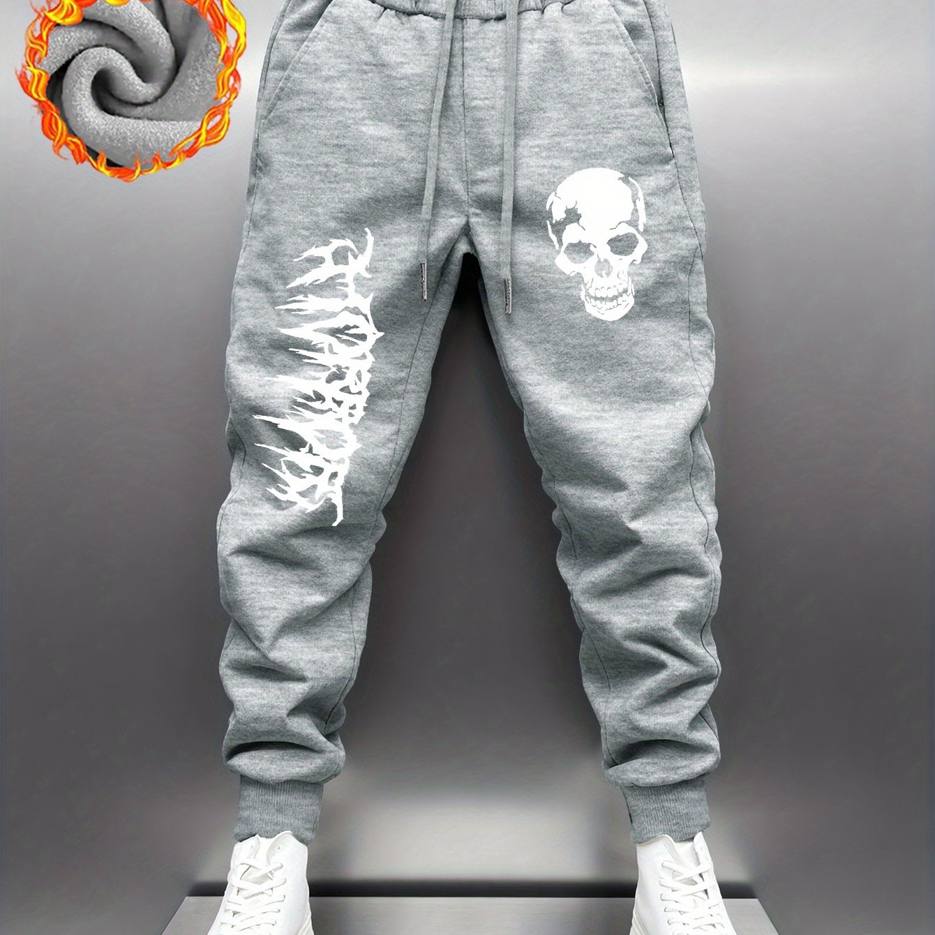 TEMU Popular Pattern Men's Thick Comfortable Sports Pants, Fashionable Men's Elastic Fabric Sports, Casual Pants For Men, Trendy Thick Men's Long