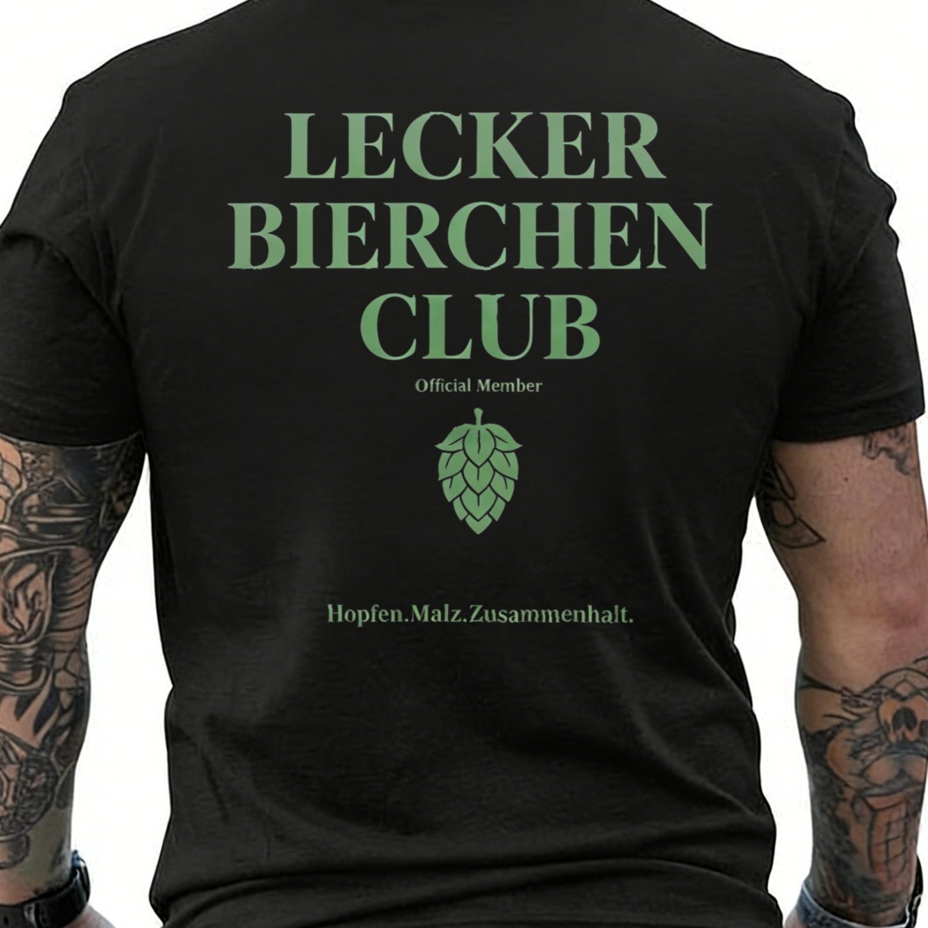 Black T Shirt Bierchen Club Official Hop Icon And Text Beer Lovers Group Statement Back Wear For Men, Plus Size