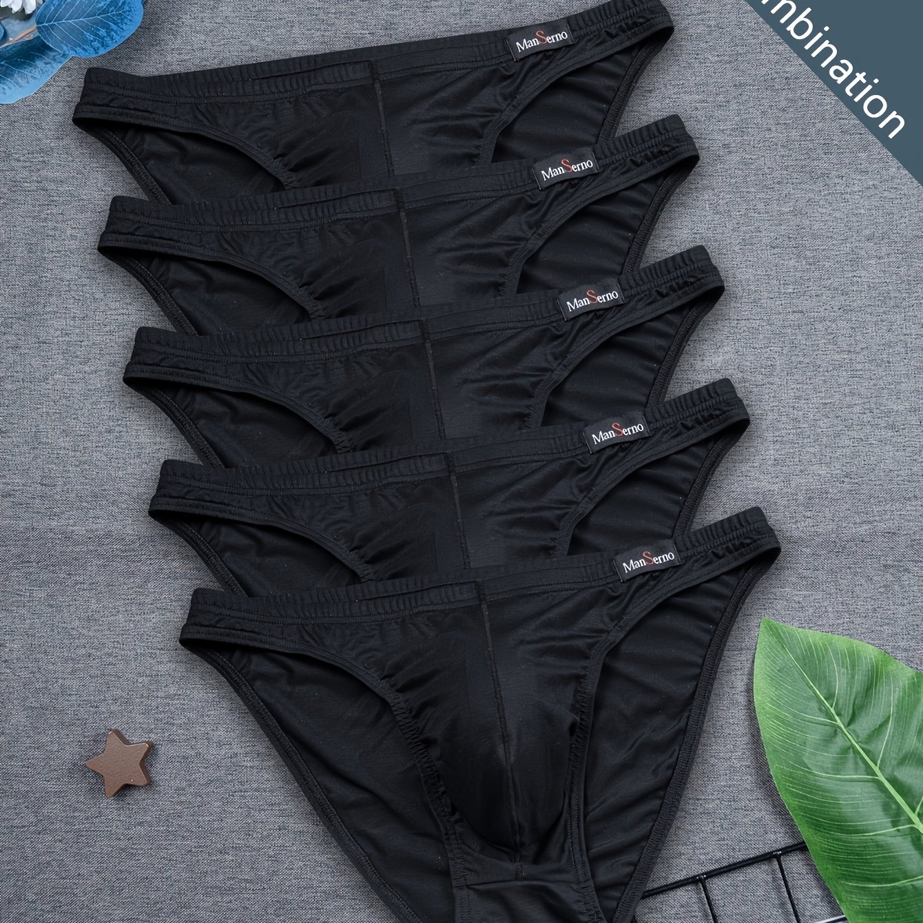 TEMU [men' Underwear] Random 5pcs Set. Bamboo Fiber Men' Panties, Breathable And Comfortable, Suitable For , Easy And Stylish, Ideal For Outdoor ,