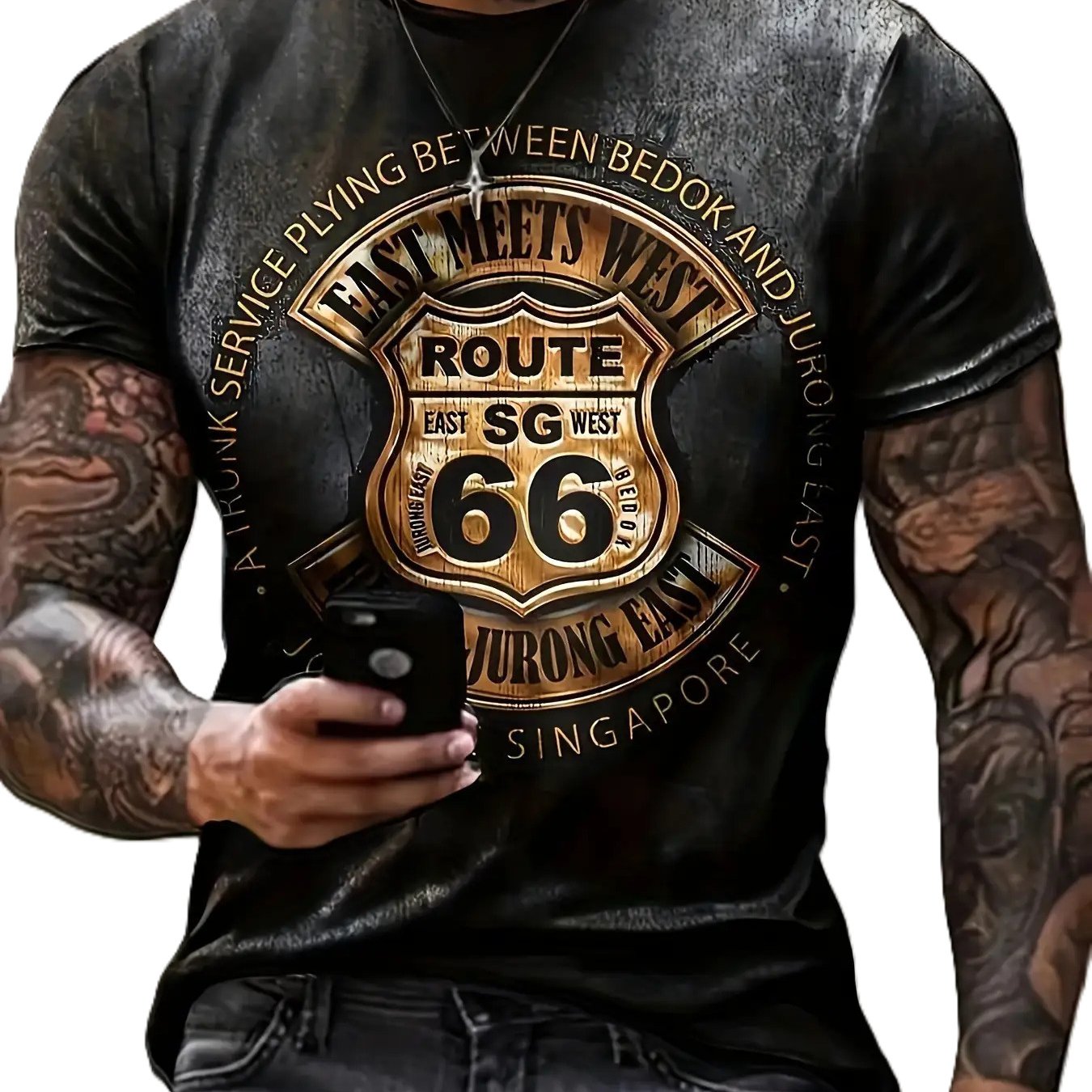 TEMU Printed Design â Not Textured Men's Vintage Badge Print Short-sleeve T-shirt, Men's Summer Casual Short-sleeve Tee For Daily Commuting,