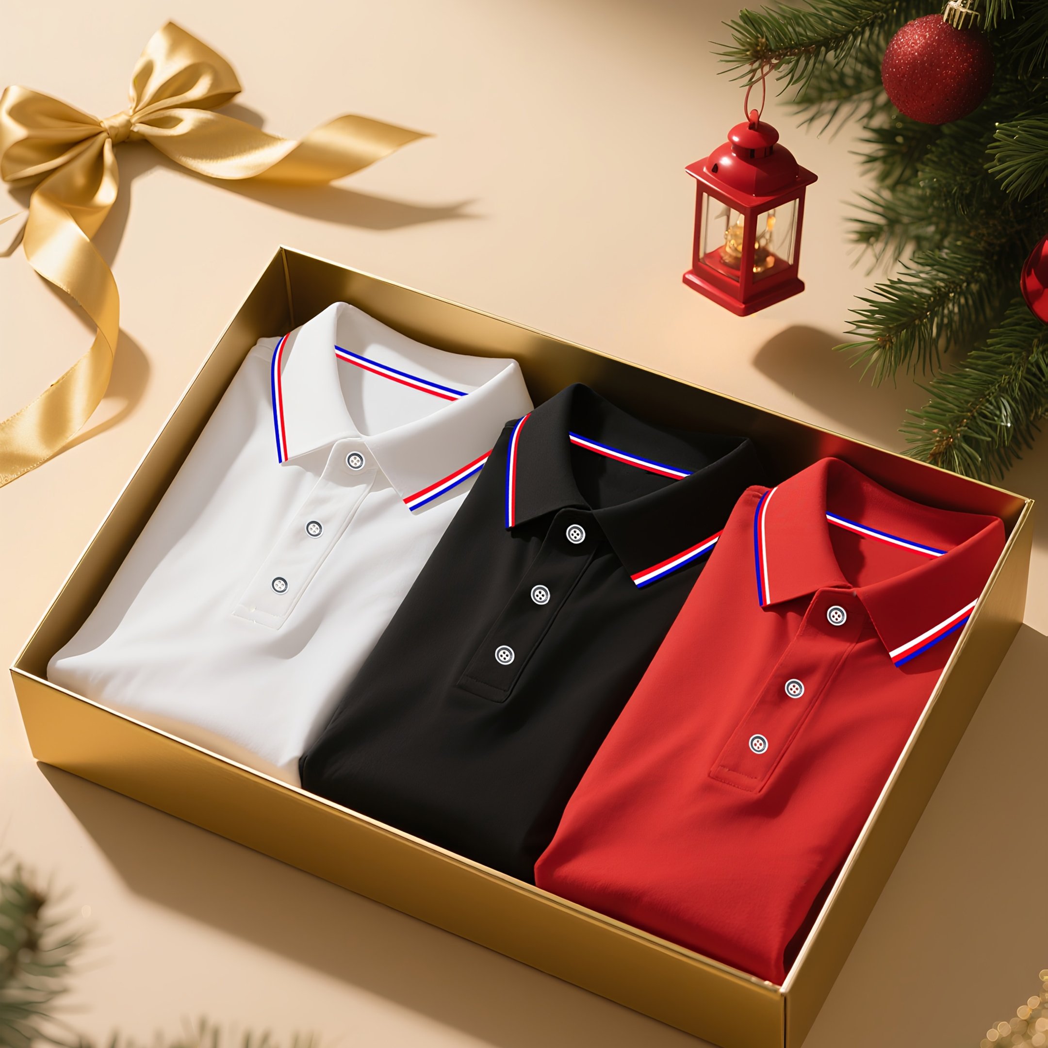 E-shop 3 Einfarbige Kurzarm Freizeit Polo Shirts - Atmungsaktives und feuchtigkeitsabsorbierendes Herren T-Shirt - Cool und bequem - Geeignet für