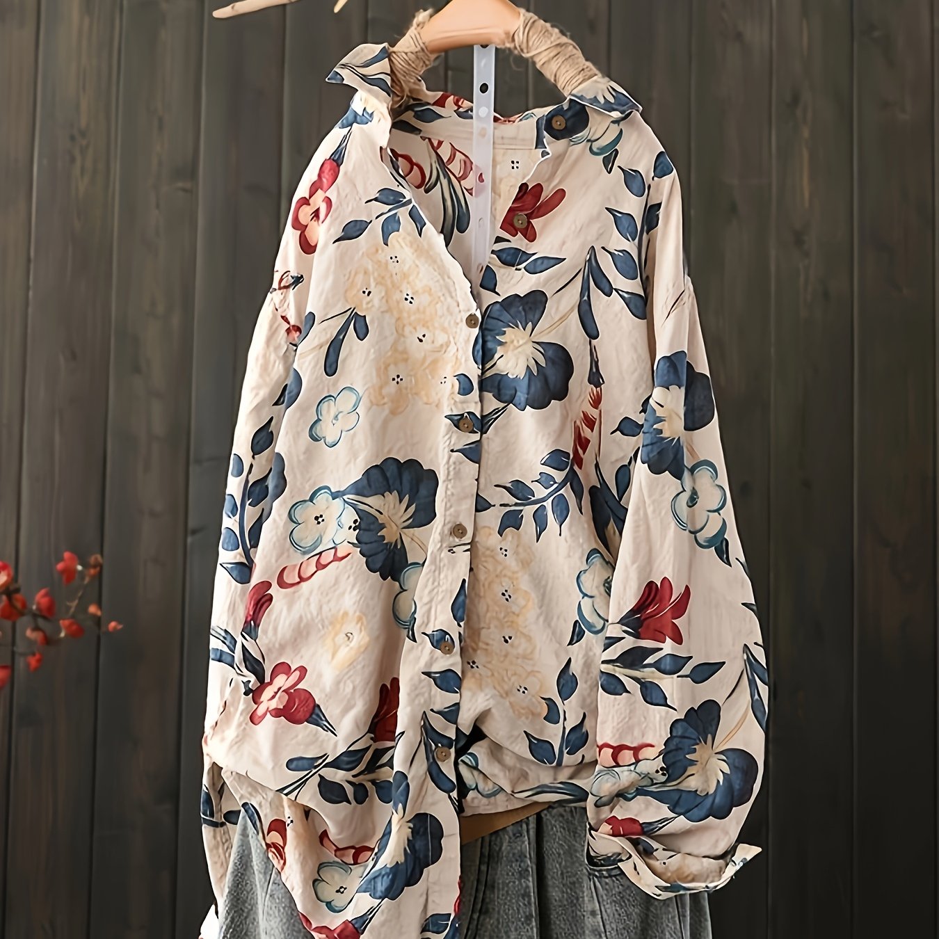 E-shop (DP060785) Damen Herbst Shirt mit Print, Langarm Freizeit Urlaub