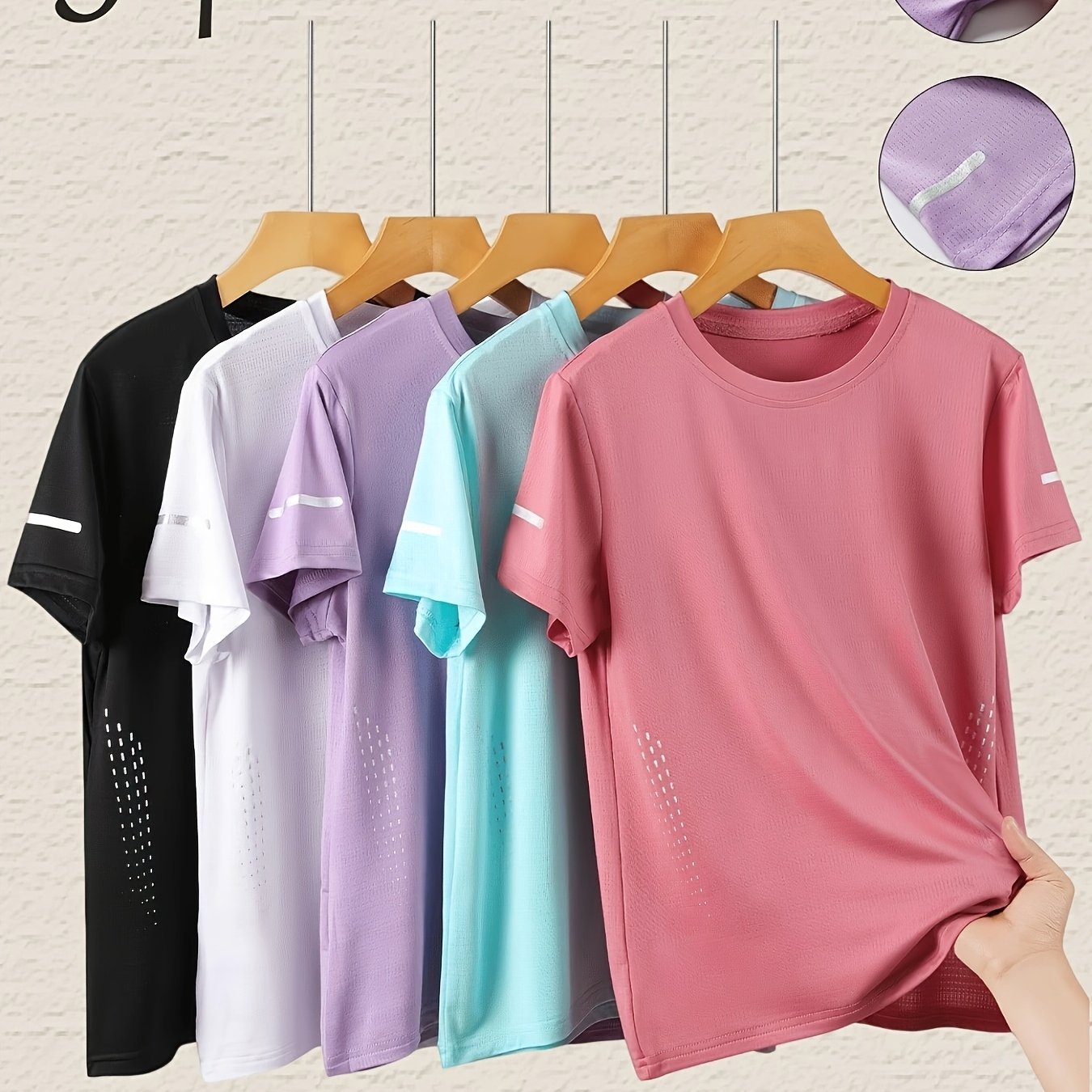 TEMU 5pcs Women's Casual Printed Short Sleeve Soft High-elastic Comfortable Breathable