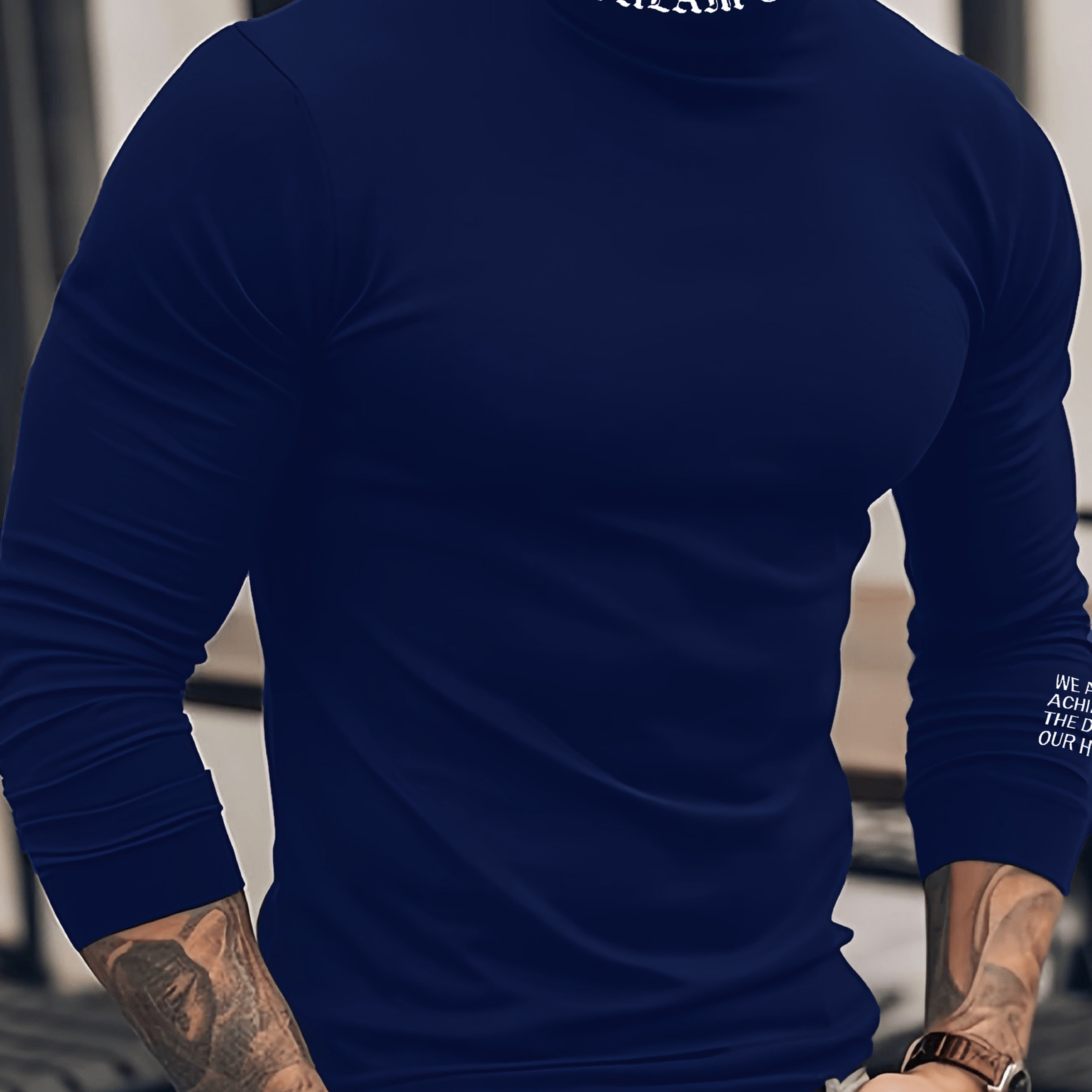 TEMU Men's Autumn/winter "" Letter Print Collar, Suitable For Casual , Holidays, Daily Wear, And As A Base Layer For Autumn/winter. 100% Polyester,