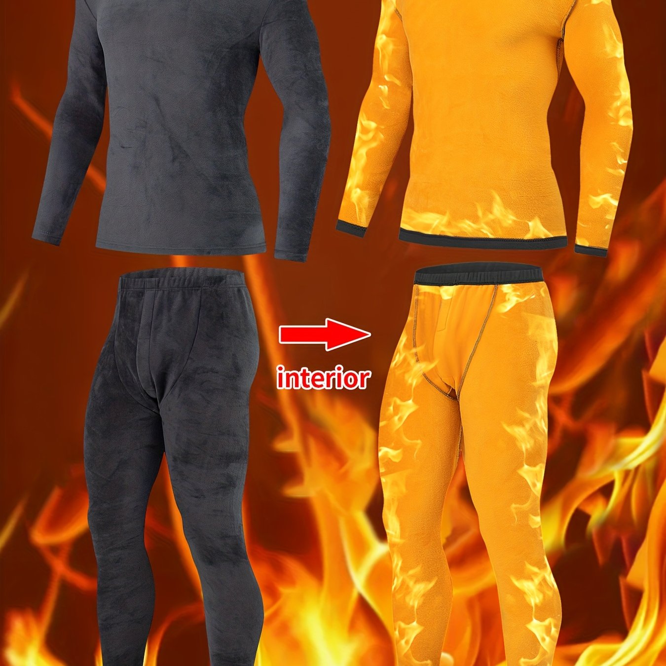 TEMU Ensemble de sous-vêtements thermiques 2 pièces pour homme, Ensemble de sous-vêtements à col ras du cou automne/hiver pour adultes