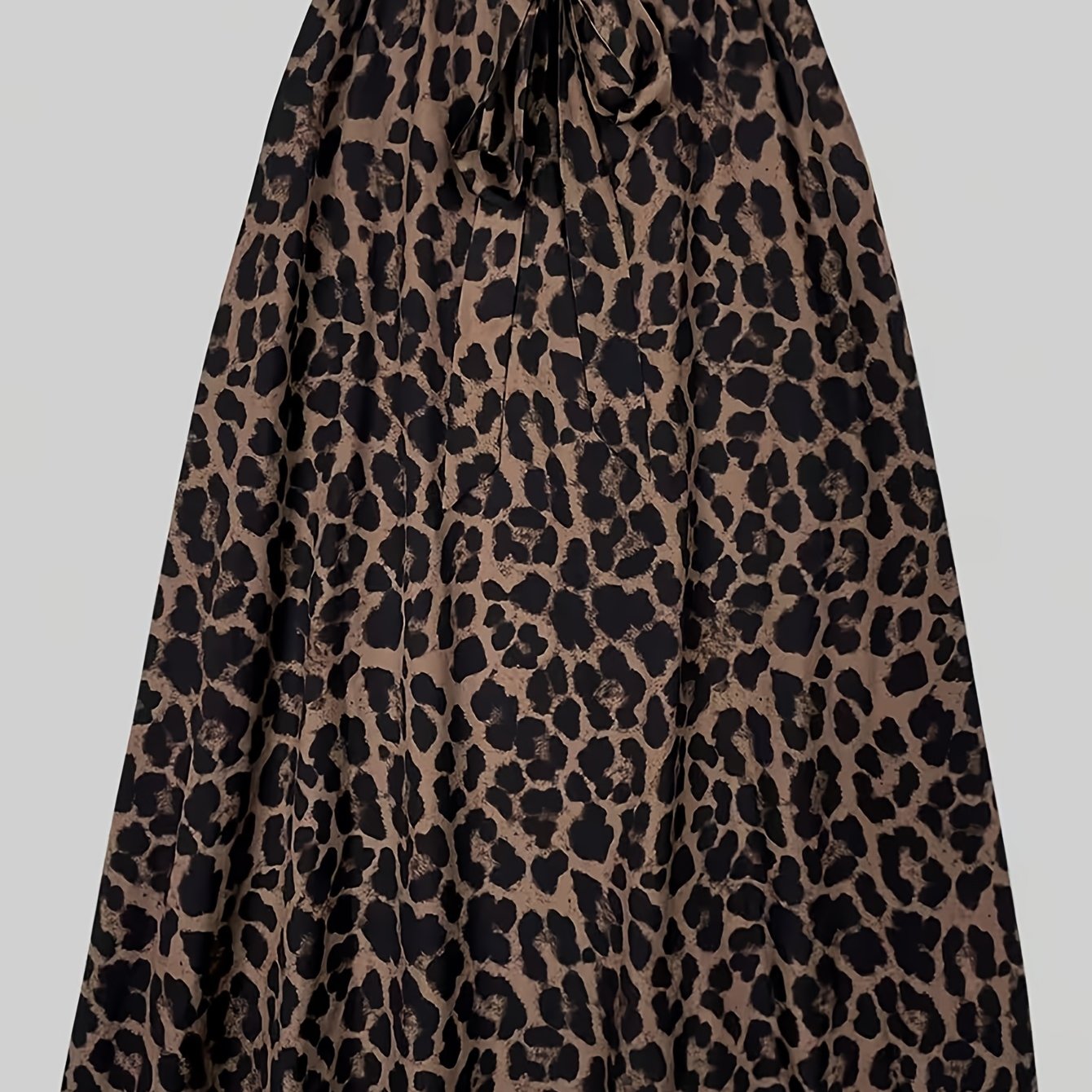 TEMU Women's Fashion Leopard Waist Tie Bow Versatile Commuter Style A-line Half Skirt