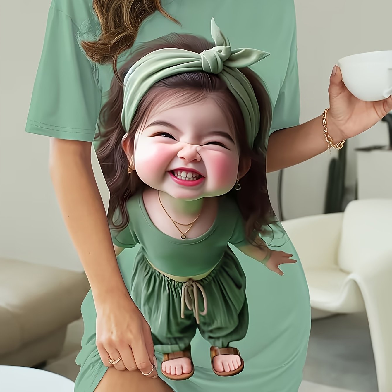 TEMU Women's Cartoon Quirky Cute Green Outfit Features A Printed Nightgown For A Comfortable Short-sleeve Round-neck T-shirt Dress, Suitable For ,