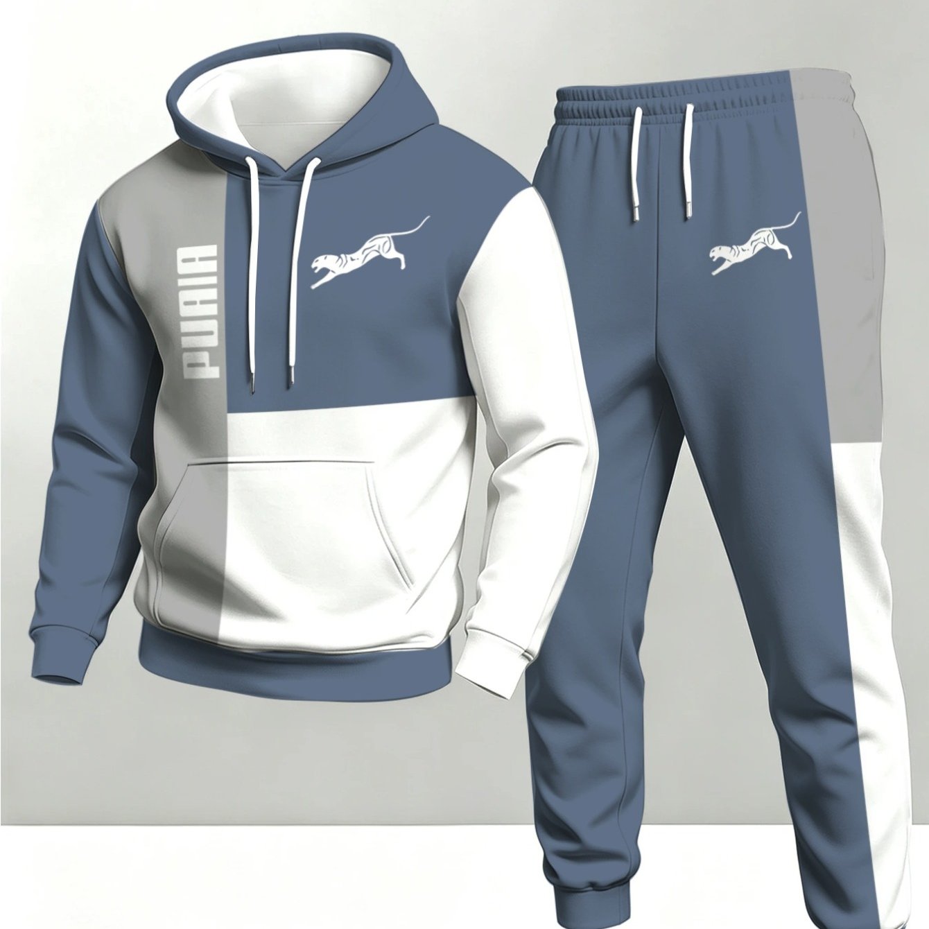 TEMU Conjunto de Sudadera con Capucha para Hombre, Nueva Colección Otoño, Negro, y , Bloques de Color, Silueta Animal, Estampado de , Ropa Casual