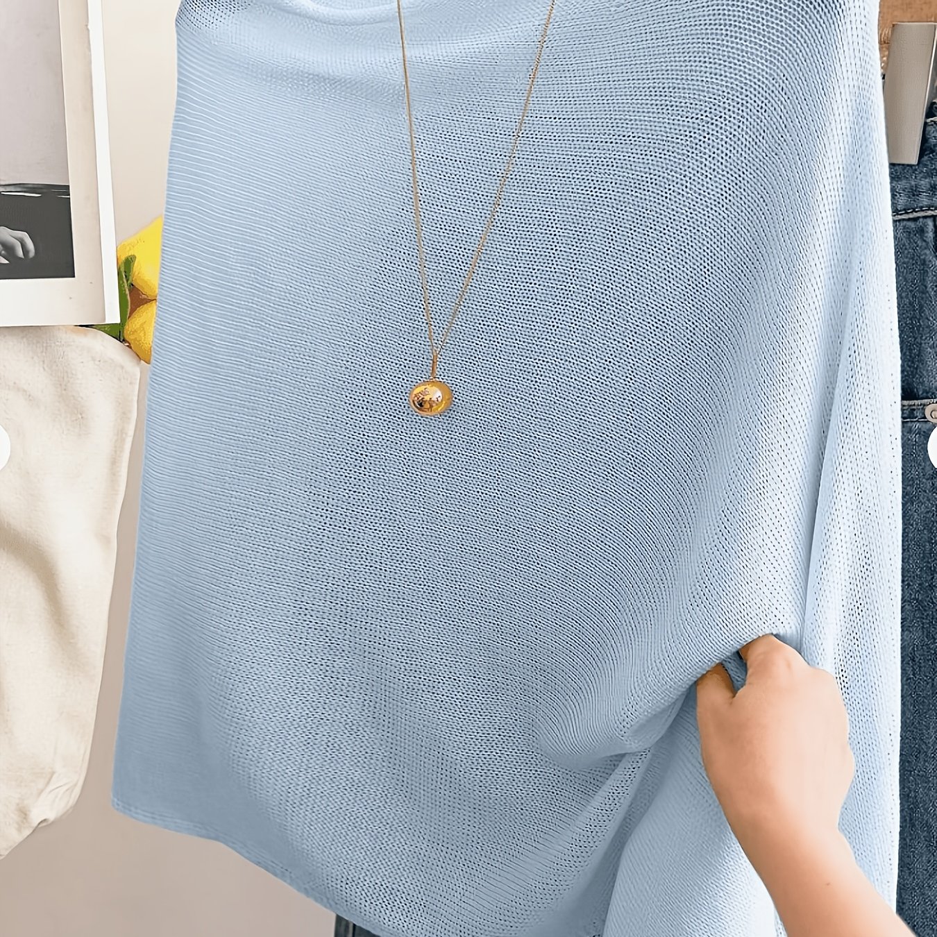 TEMU This Loose And Casual Resort-style Shawl Cape Sweater For Women Is Perfect For Spring And Summer Vacations By The Seaside. A Must-have For Your