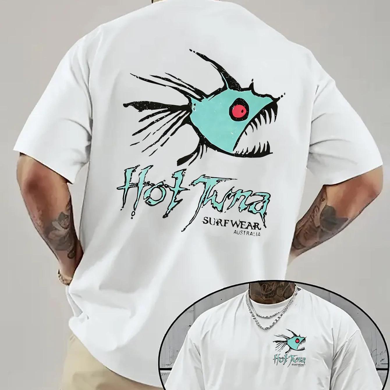TEMU Men's Plus Size Essential & T-shirt - Double-sided Print Short Sleeve Crew Neck, Machine Washable Regular Fit Casual Beachwear Suitable For