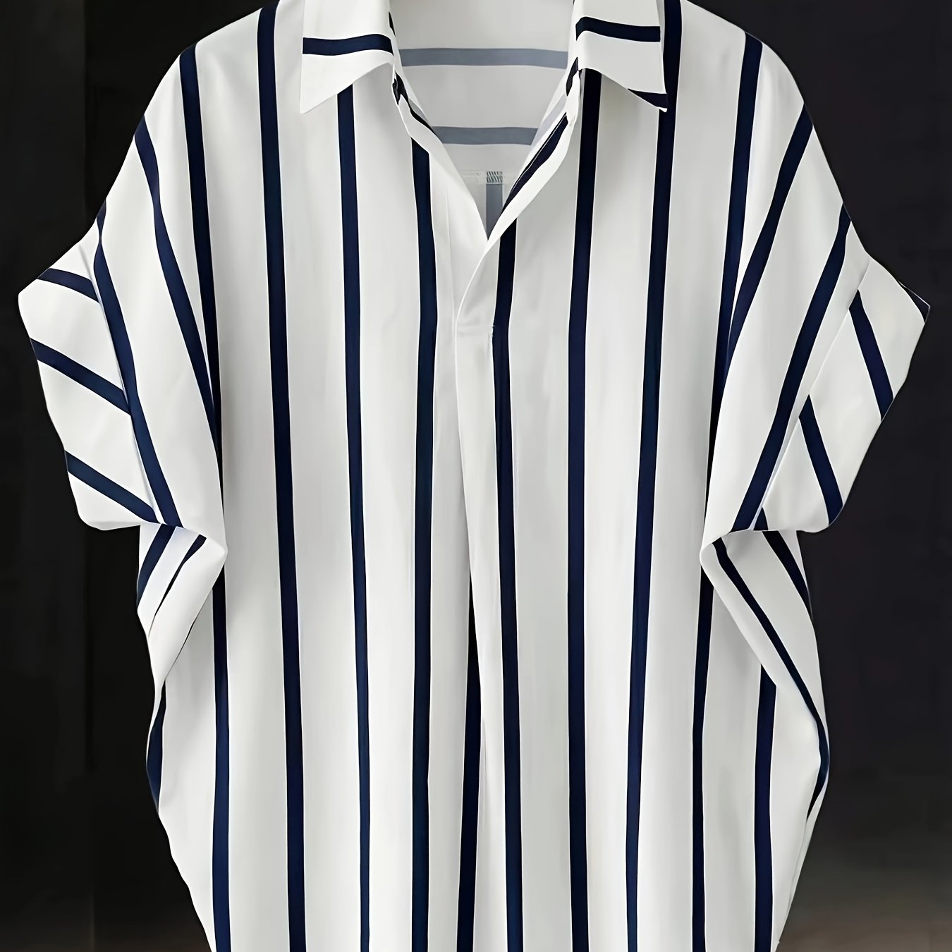 TEMU Summer Women's Lapel Short Sleeve Shirt, Loose Casual Striped Polka Dot All-match Commuter Thin Blouse