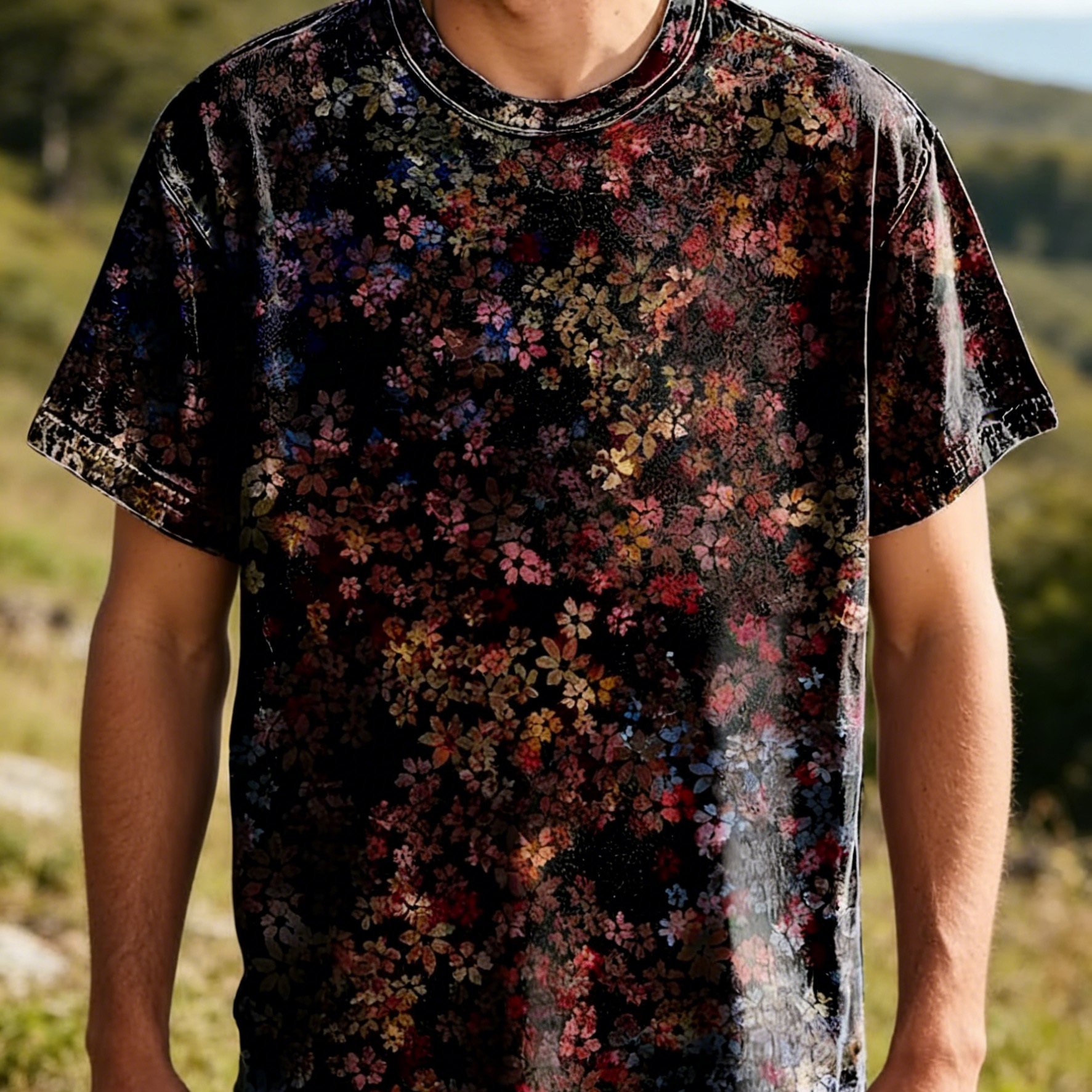 TEMU Men's Round Neck Short Sleeve Shirt With Fashionable Print, Comfortable And Breathable, Suitable For Sports And Street Casual Wearâan Essential