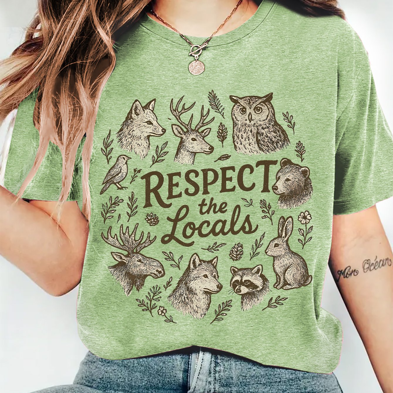 TEMU [new Women's Clothing] Women's Summer Outfit The Forest Animal Print Round Neck Short Sleeve T-shirt Lightweight Comfortable Soft Fashion