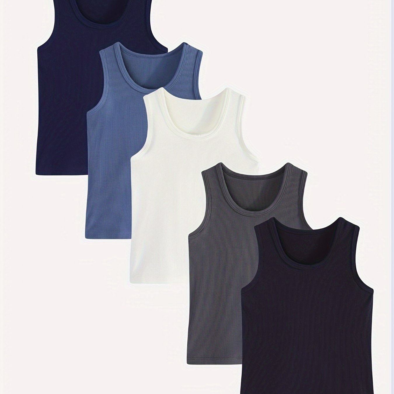 5pcs Boys' Tank Tops, 5 Colors, Summer Tank Tops, Wear, High-quality Fabric