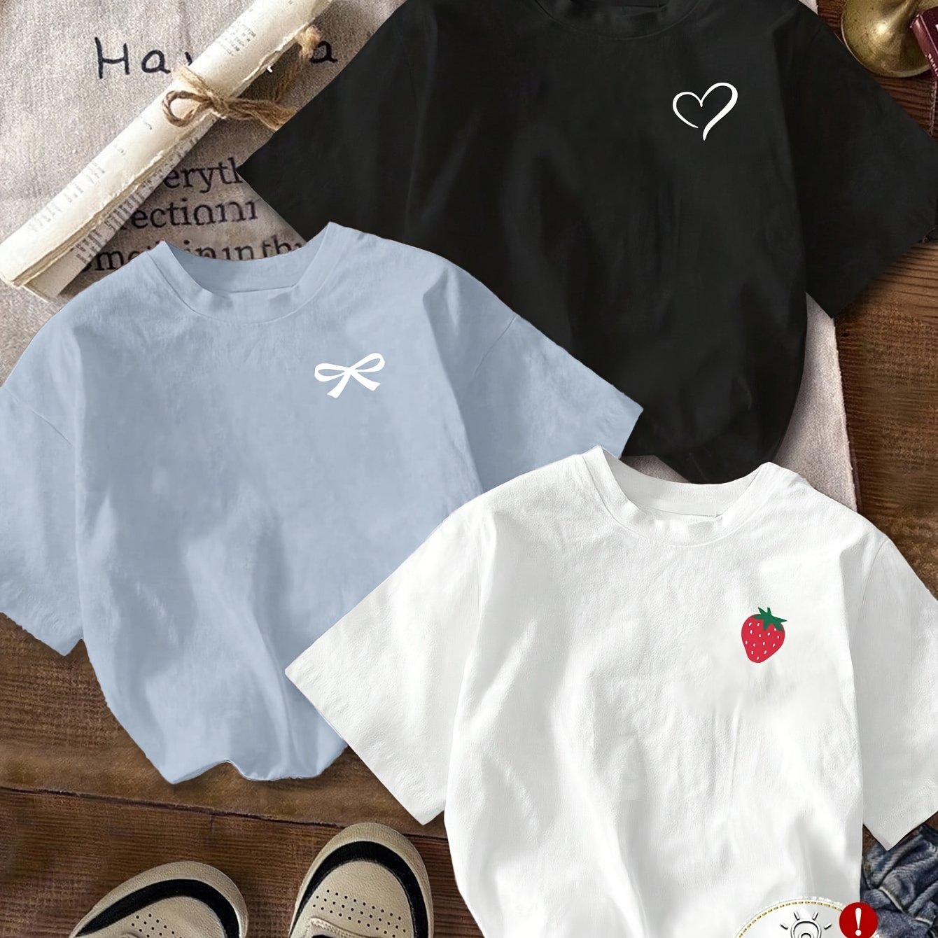 TEMU 3pcs Set ' Fashion Y2k Clothes Slim Women's Women's Short T-shirt Spring, Summer, Autumn And Winter Base Shirt Round Neck Short-sleeved Slim Fit