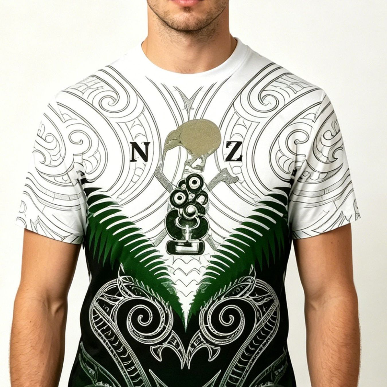 TEMU Men's Vintage Tribal Pattern Short Sleeve T-shirt, Maori Pattern, Cultural Pattern T-shirt, Casual Training T-shirt, Summer