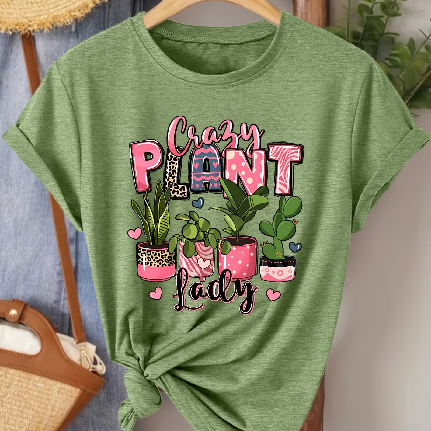 TEMU Summer Women's Stylish Short-sleeve Crazy Elegant Clothing Collection Print, Soft Stretchy Round-neck T-shirt, Machine Washable For Convenience,