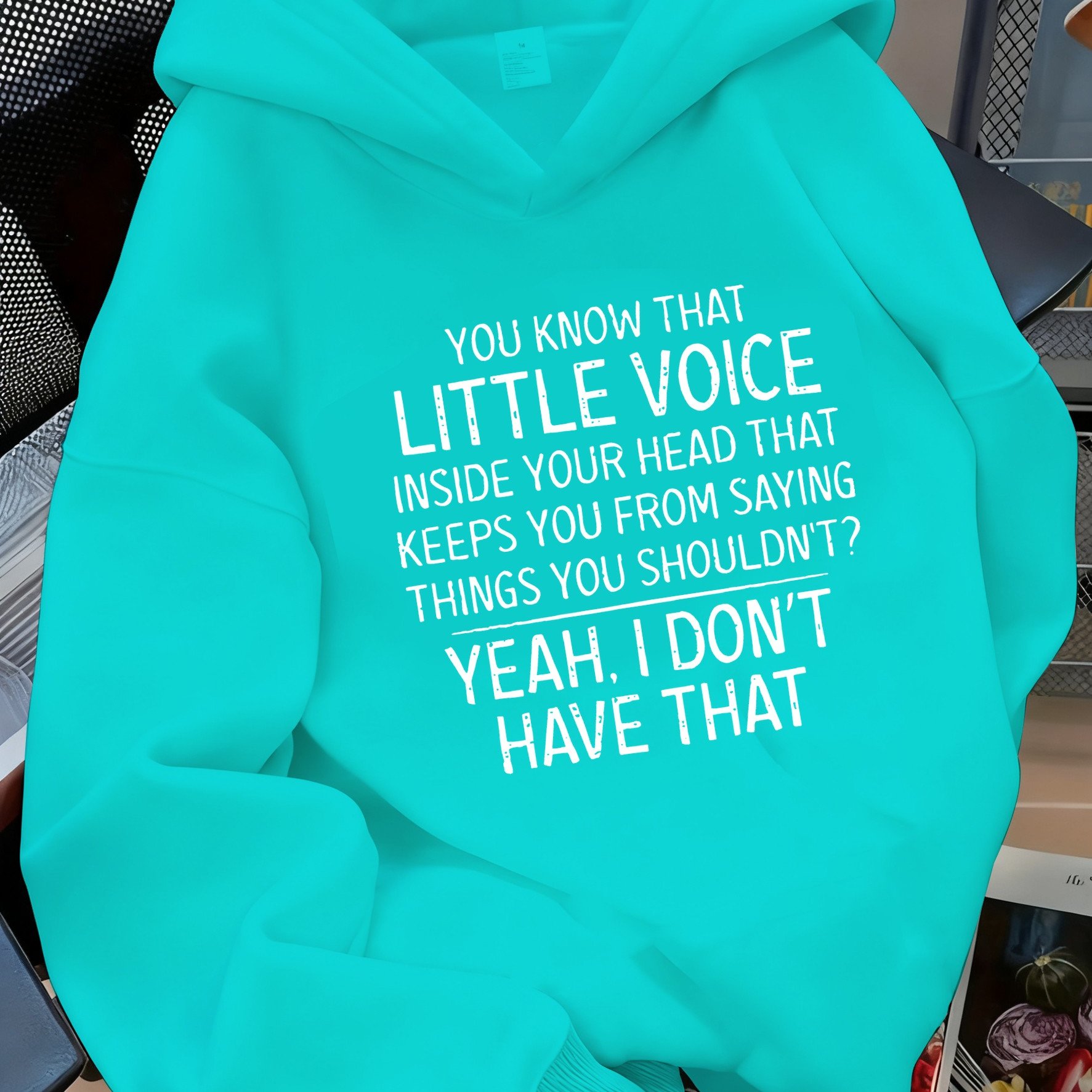 TEMU Fun Text Print Hooded Sweatshirt Unisex Casual Daily Wear Top Fashion Hoodie, Versatile Top, Printed Pattern, Machine Washable, Trendy Style,
