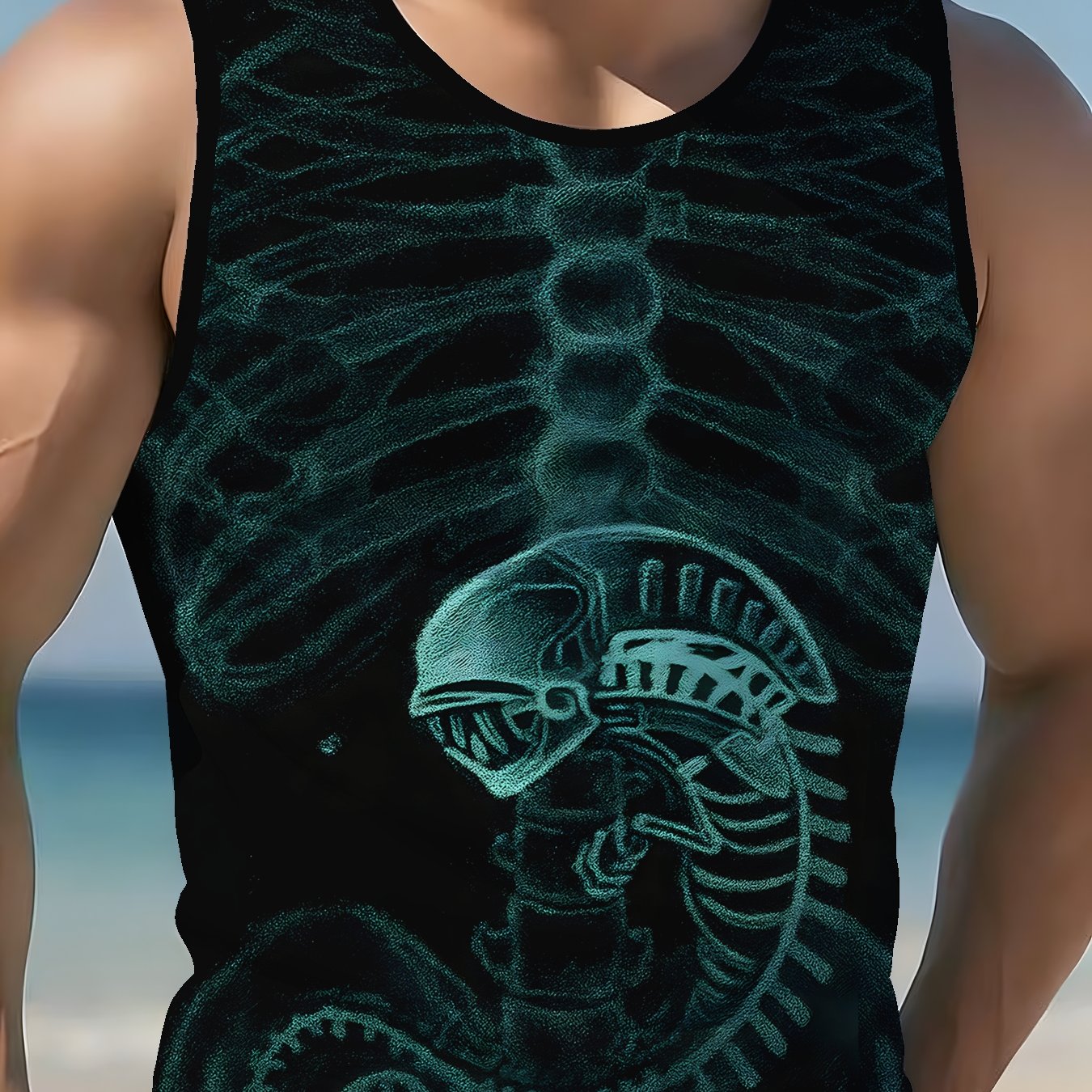 TEMU Men's Sleeveless Tank Top For Casual Outdoor Sports With A Print Design