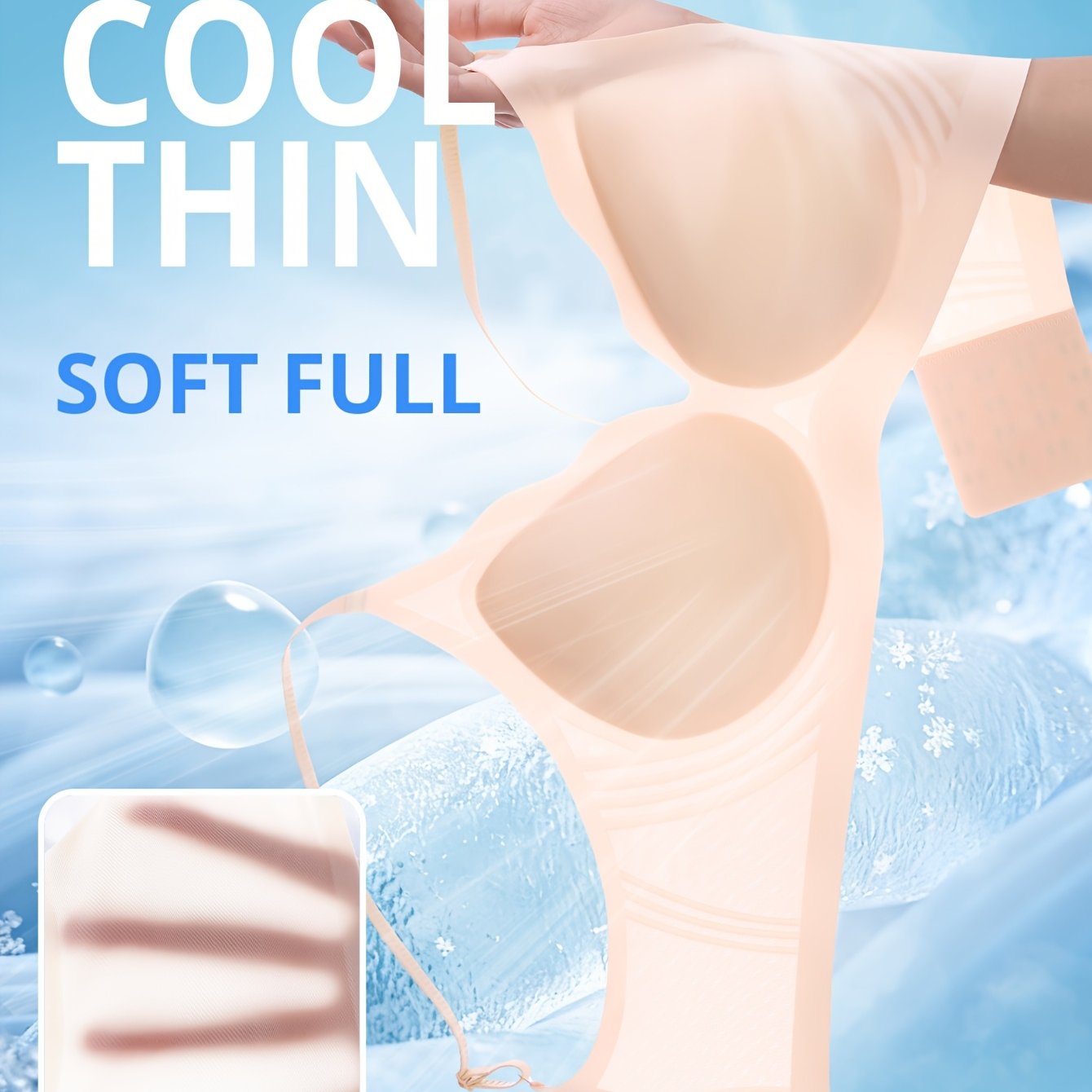 Image of 1pc Ultra-thin Cooling Seamless Bra, Bust-lifting And Breast-shaping Wire-free Underwear, Soft Support Jelly- Thin Women's Comfortable Bra, Lightweight Lingerie
