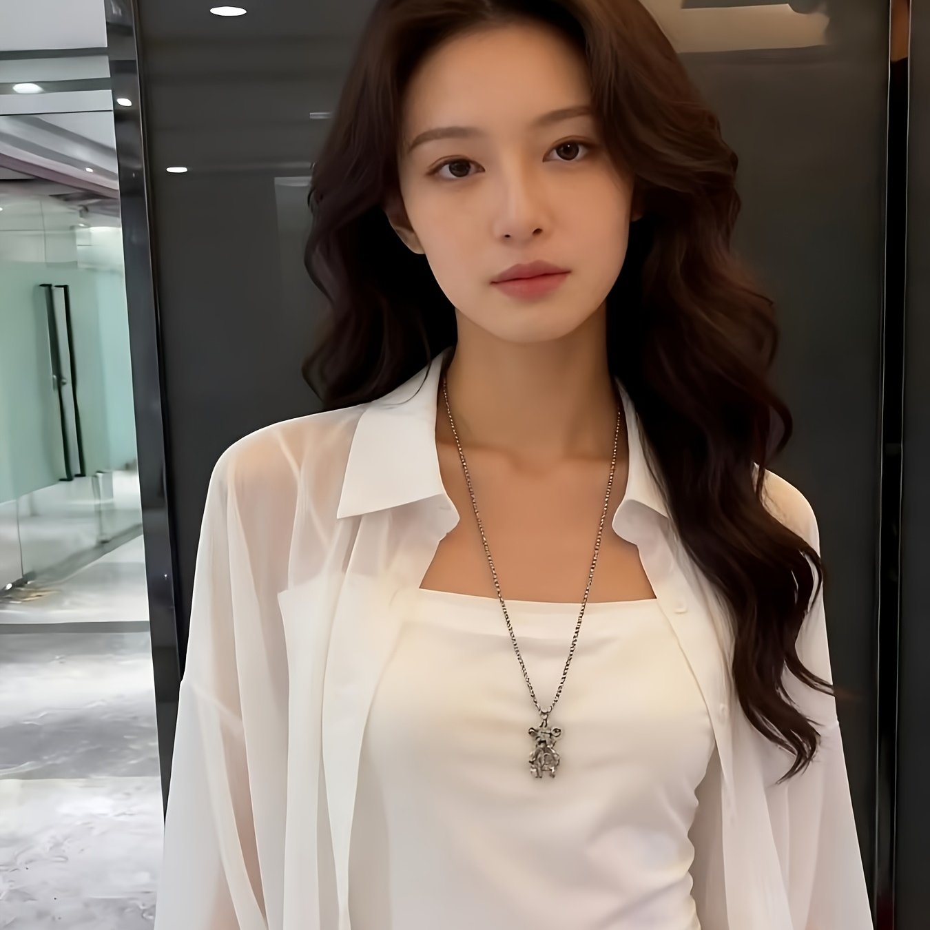 TEMU 봄과 가을의 매력, 우아한 시폰 쉬어 셔츠 버튼 프론트 - 긴소매, 칼라, 단색 - 봄과 가을 시즌에 완벽한 선택 - 여성 패션