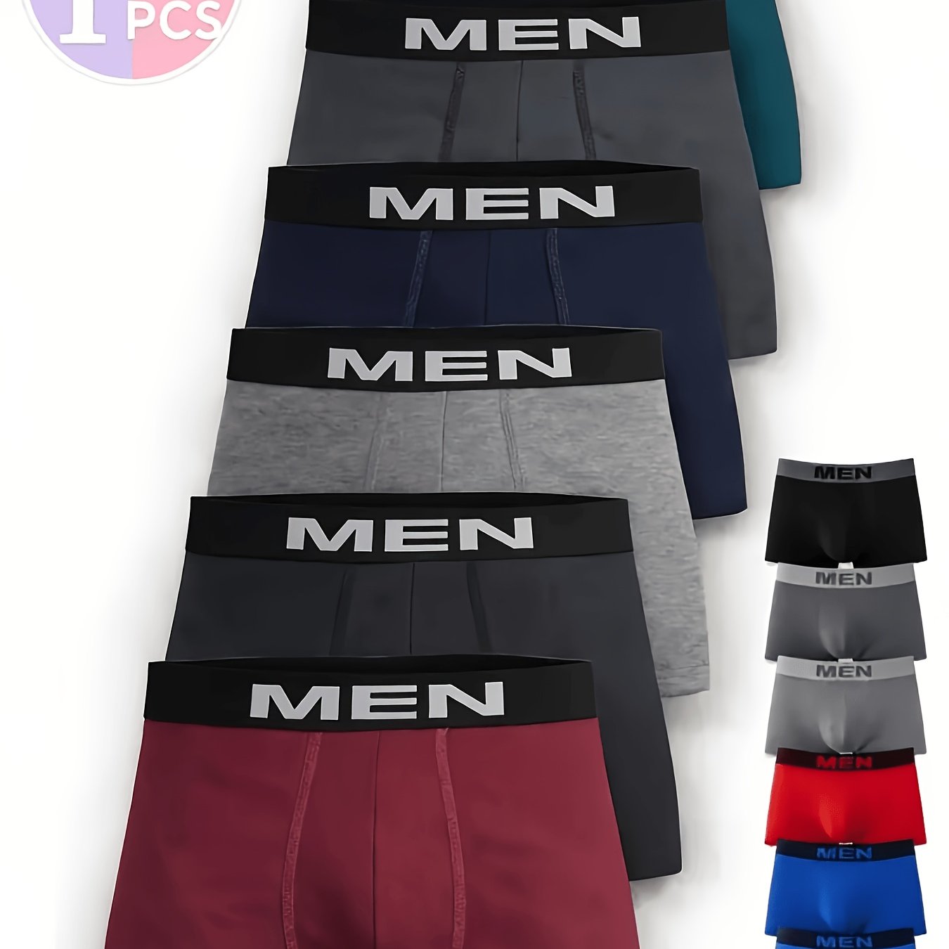 TEMU 1 Random Men's Boxer Brief Included. Soft And Breathable With A Comfortable Hip-hop Style Waistband Featuring An Elastic Waistband Design. A