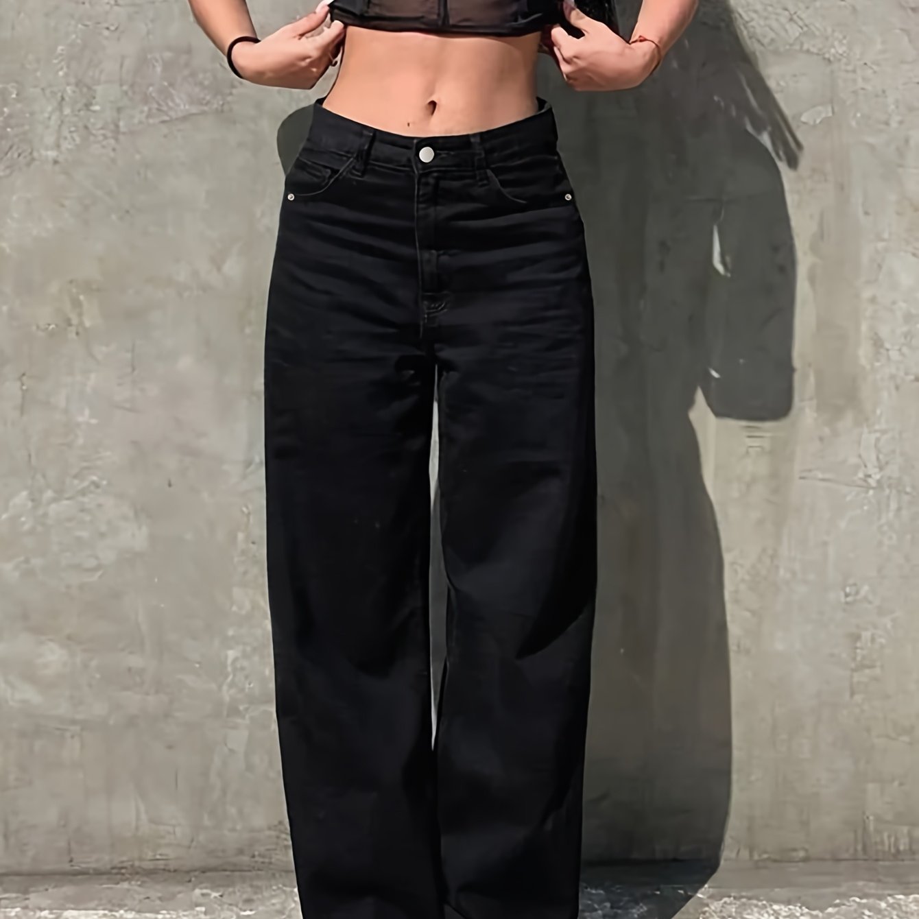 Women's High-waisted Casual Versatile Straight-leg Denim Pants