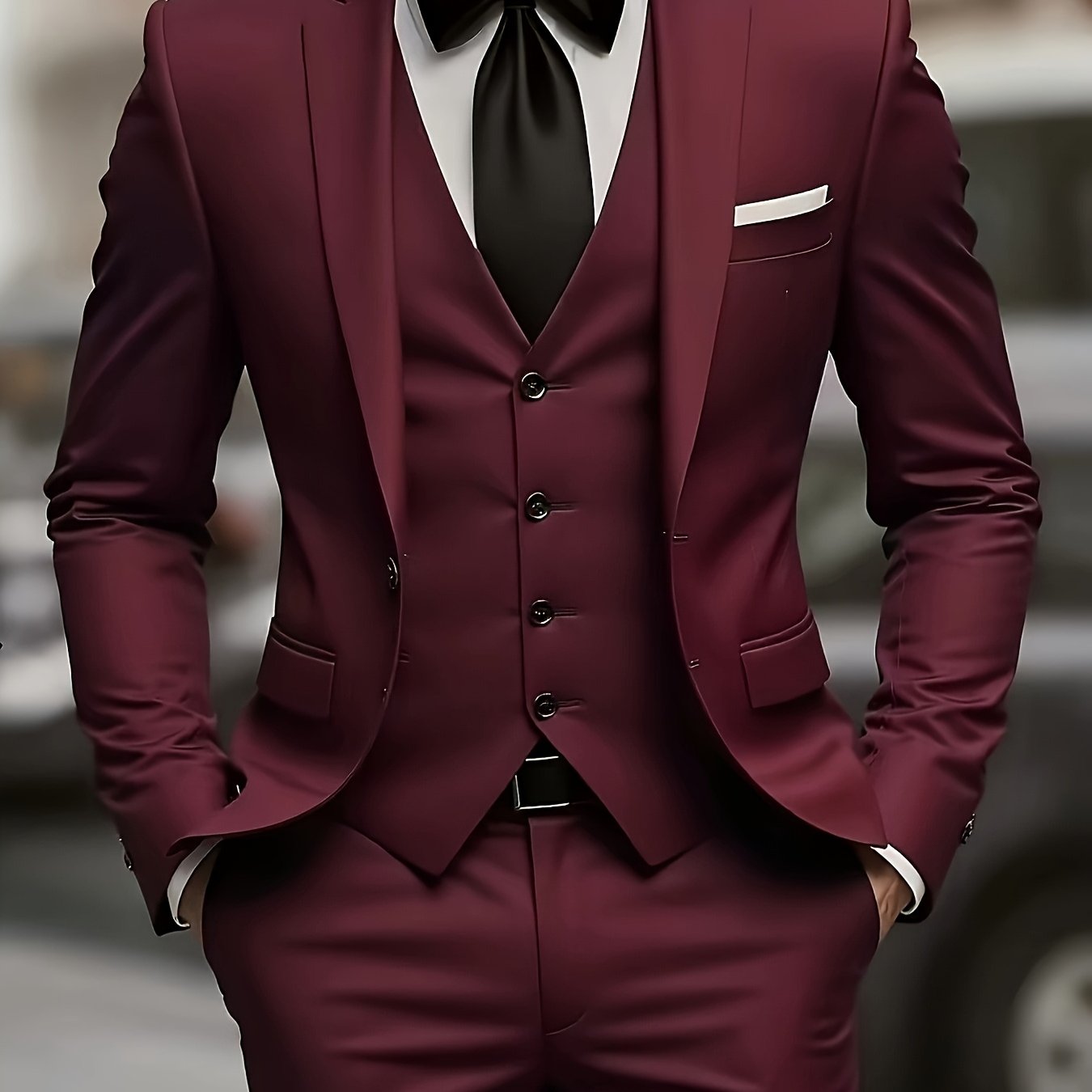 TEMU Men's 3pcs Suit, Single-button Color-block Suit Jacket   Vest   Suit Pants, Fashionable And High-quality, Suitable For Weddings And Parties