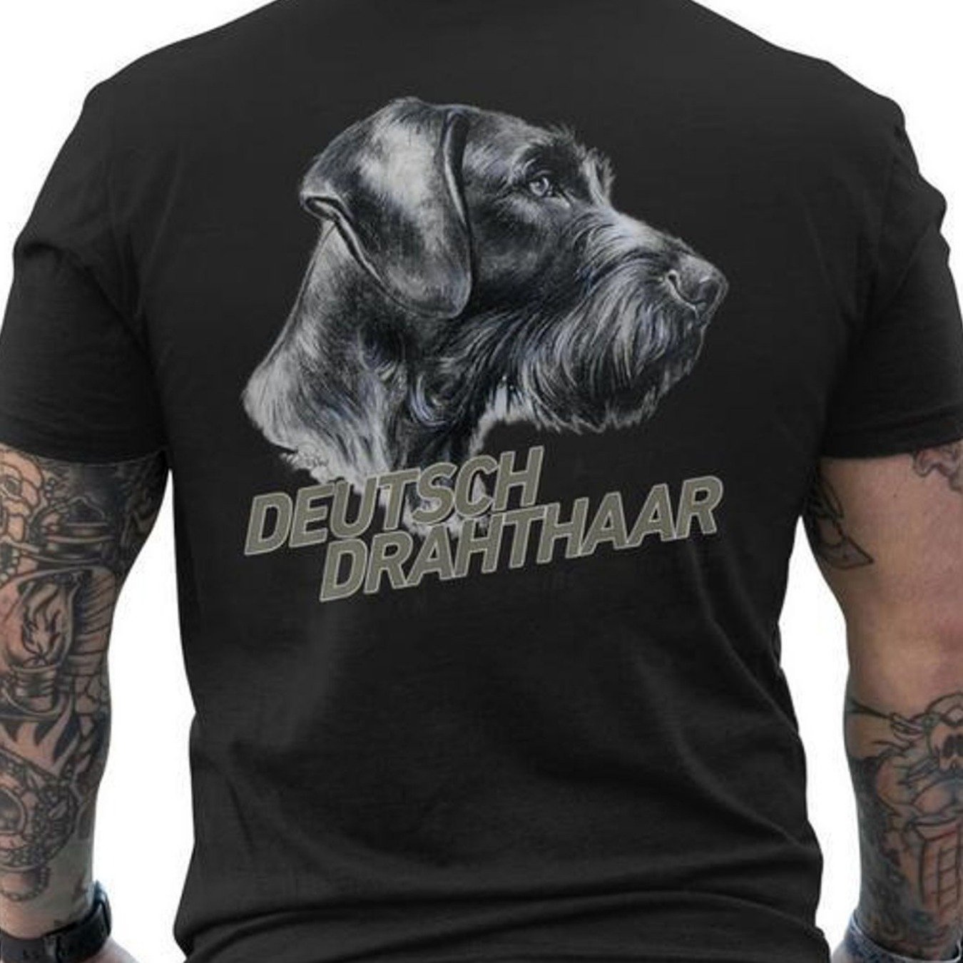 Image of Men's German Wirehaired Pointer Dog T-shirt - 100% Cotton Casual Short Sleeve Shirt With Gwhp Print, Round Neck Outdoor & Casual Attire For Dog Breed Enthusiasts, Machine Washable Apparel