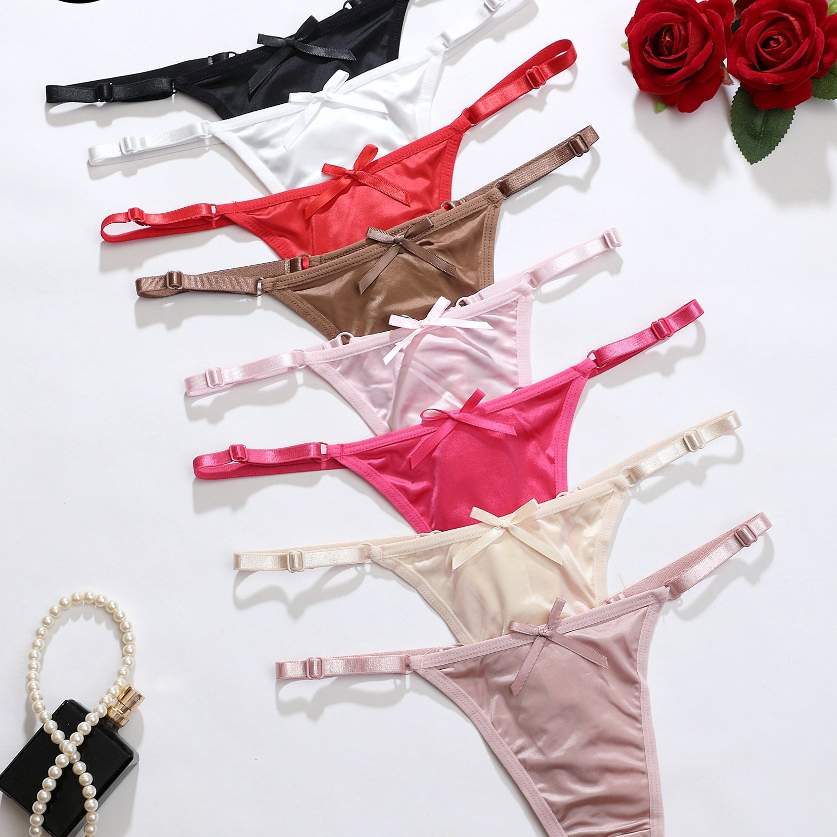 TEMU 8pcs Adjustable Bow Women's Underwear, Sexy Hot Athletic Comfortable Yoga Fitness Breathable Women's Panties