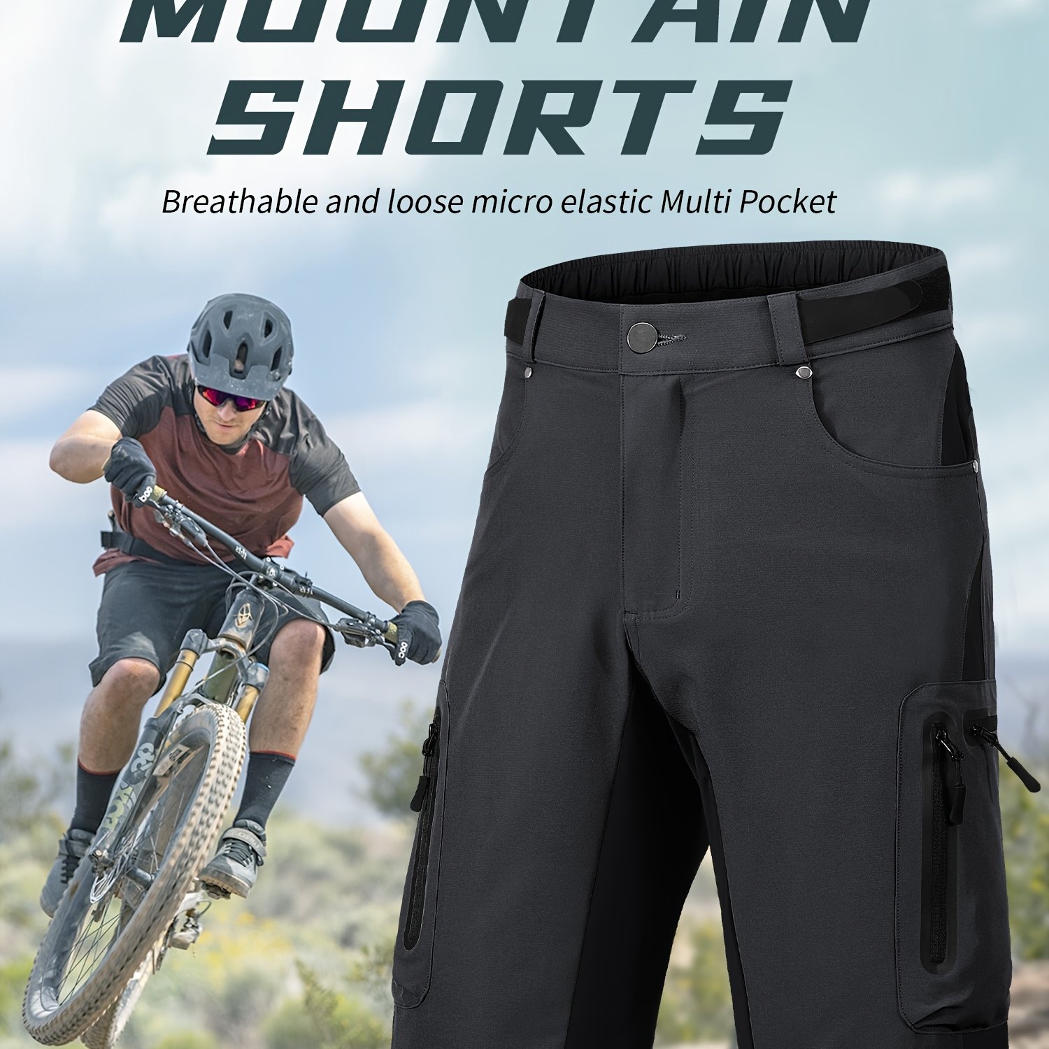 E-shop Schnelltrocknende, atmungsaktive Reithose für Herren, Multi-Pocket, Reitbekleidung mit Reißverschluss und multifunktionale Sportshorts für