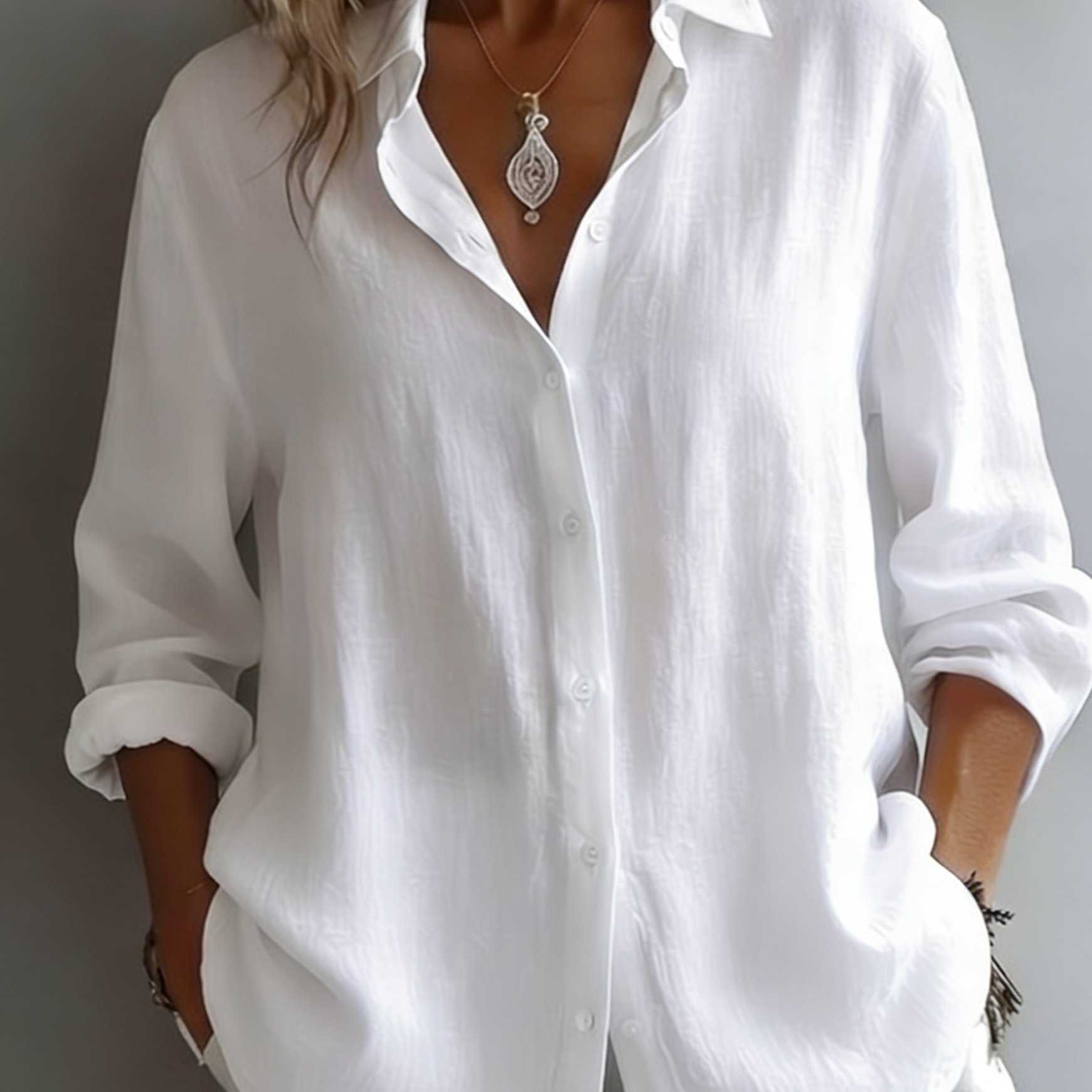 Image of Ladies' Fashionable And Elegant Vacation Shirt, Casual, Versatile, Loose-fitting Commuter Top, Wilderness Orienteering