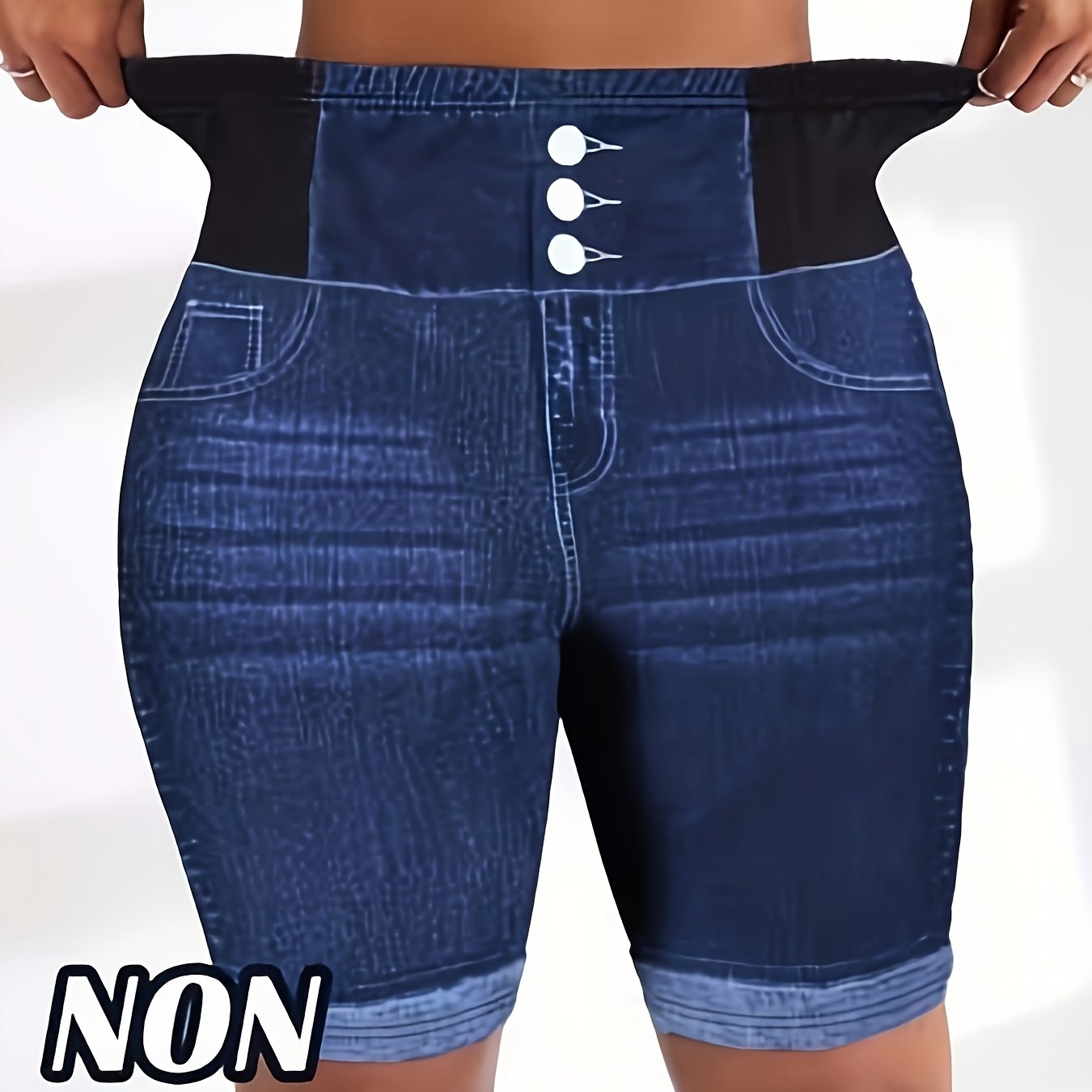 Plus Size, Plus Size Women's High-waisted Printed Shorts; Elastic Leggings; Casual Summer Shorts Fashion; Women's Clothing