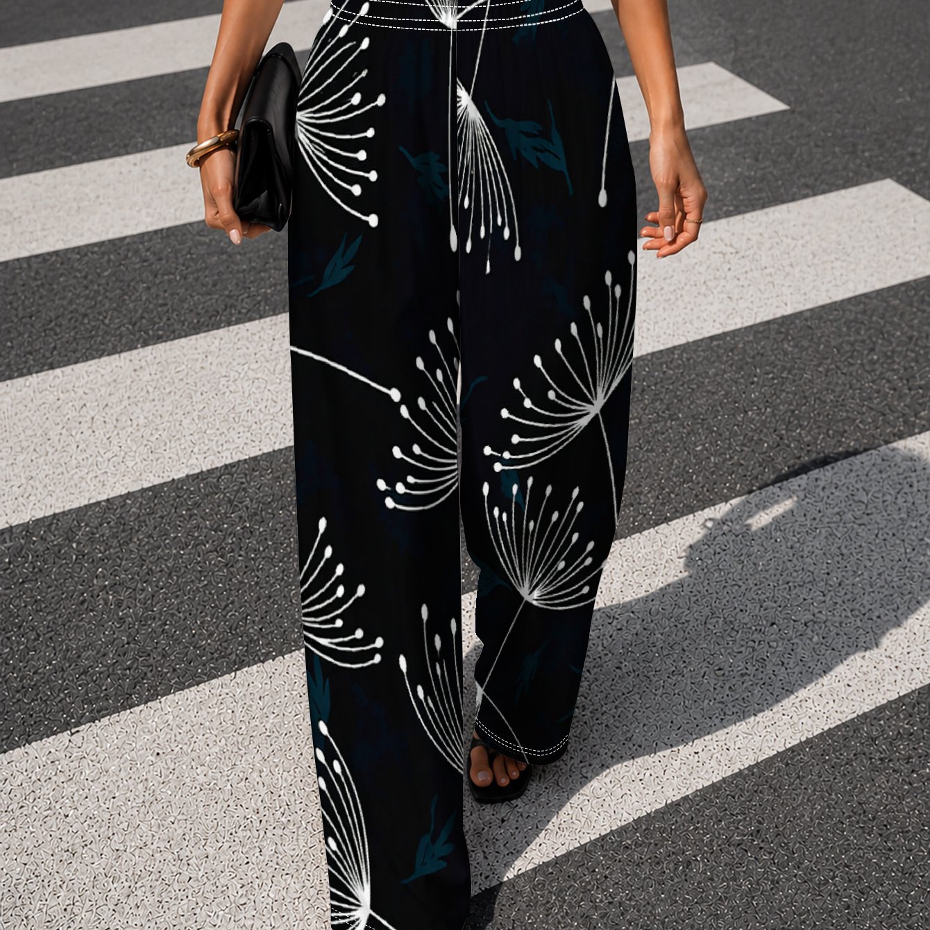 TEMU Create A Powerful, Look And To Bulkiness With Pants With Dandelion. Women's Long Pants, Fitted With A Nice Drape. Women's Wide-leg Pants, New