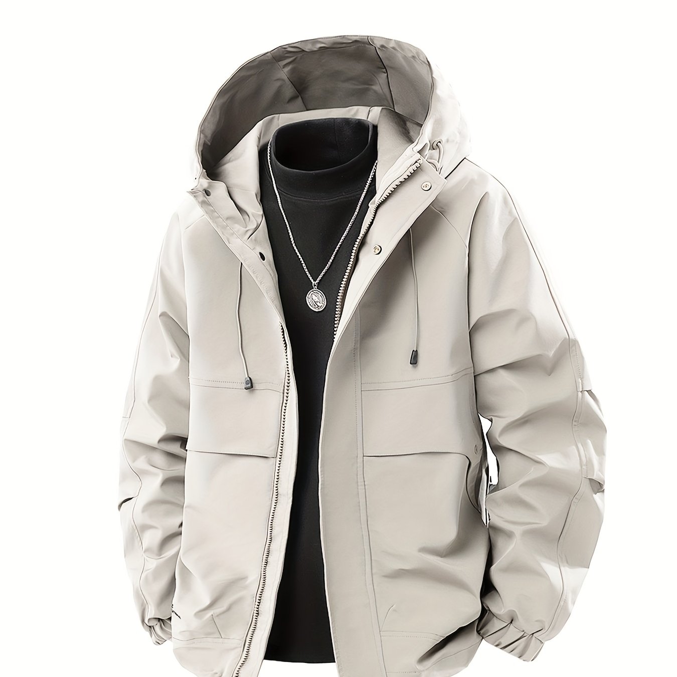 TEMU Plus Size Men's Jacket Casual Sport Jacket Loose Fit Casual Jacket Spring Autumn Style Plus Size Jacket, Plus Size