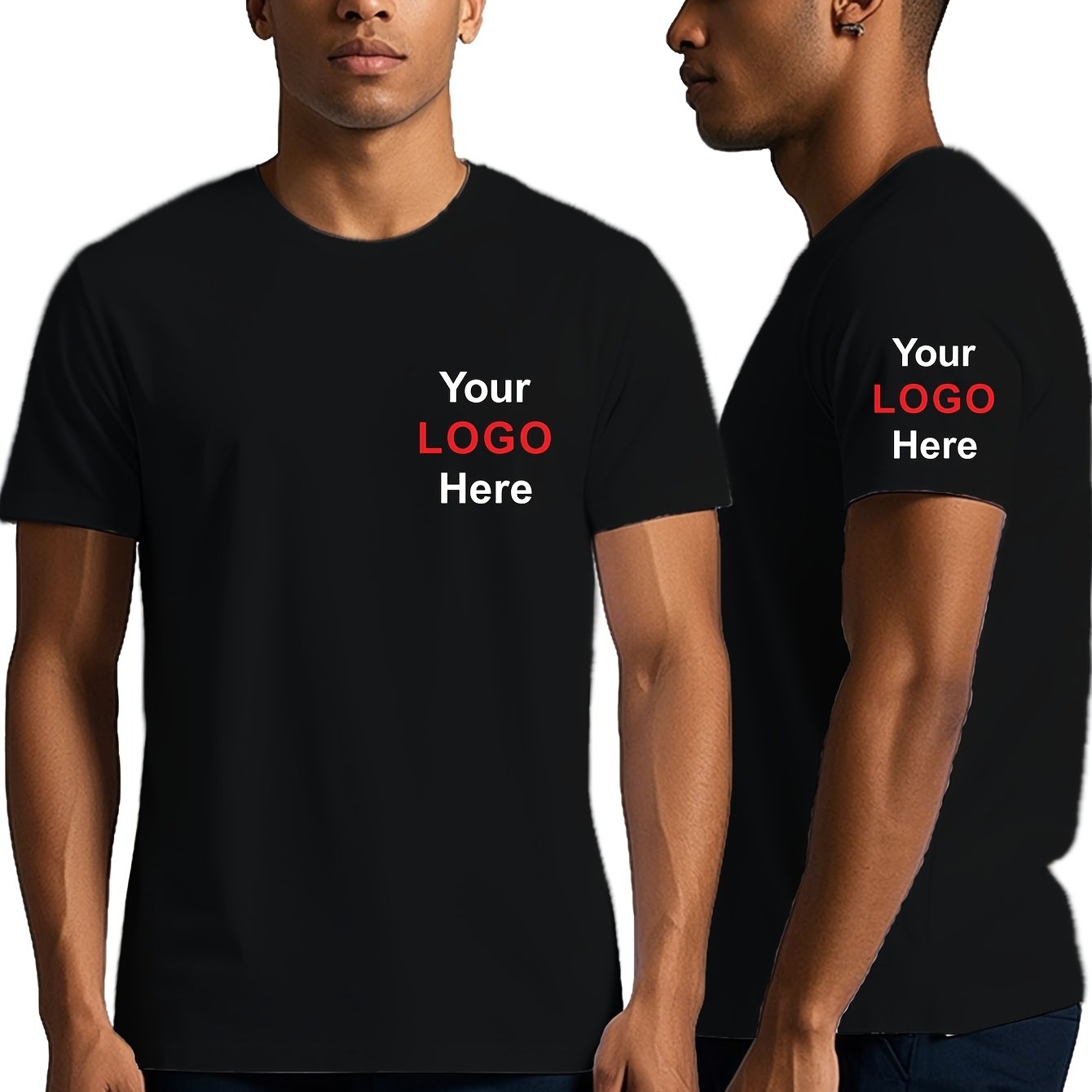 TEMU Custom Men's T-shirt, Short Sleeve Tee, Customizable Clothing, Base Layer Shirt, Add Your Text/logo/image/photo On Front, Cuffs, Or Chest,