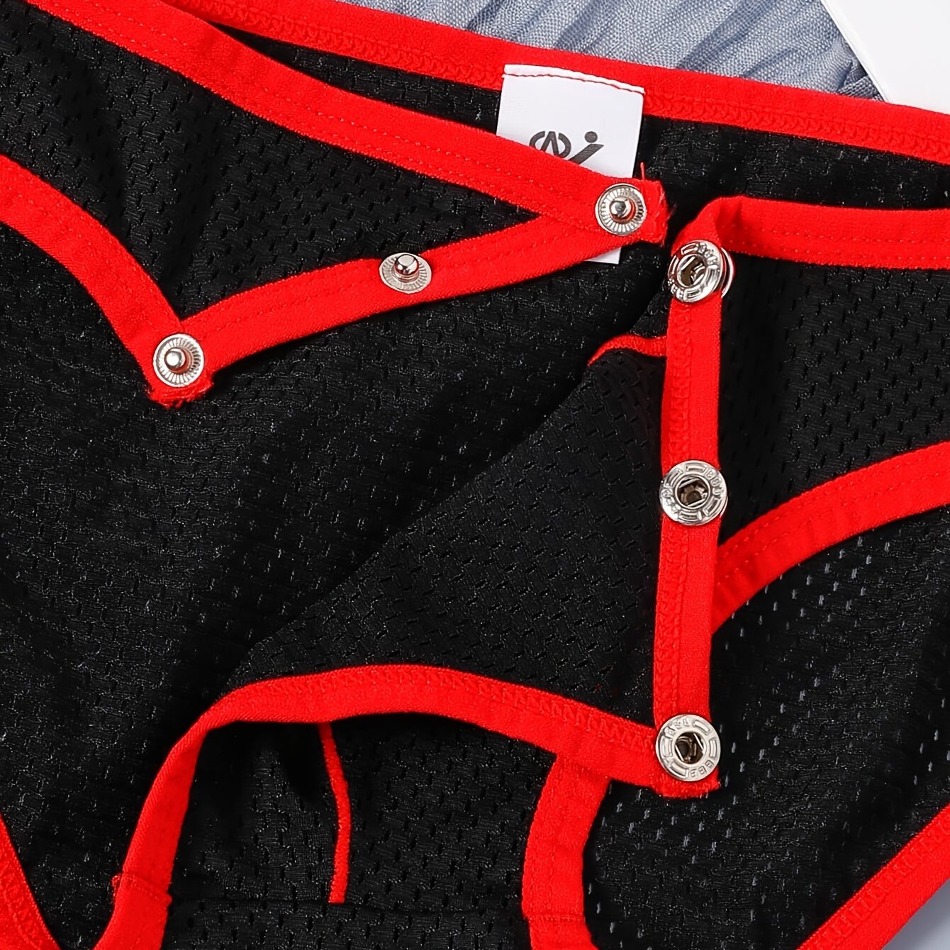 TEMU Bragas triangulares para hombre con botón desmontable, de malla transpirable semitransparente y refrescante, elásticas, acanaladas