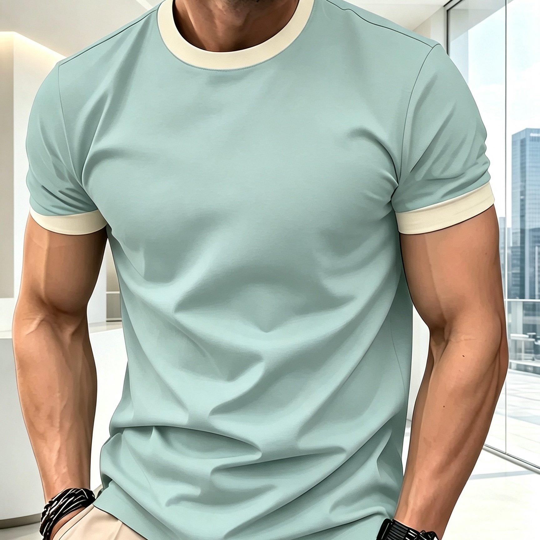 TEMU Men's Casual Versatile Short Sleeve, Summer New T-shirt For Men, Street Trendy Round Neck T-shirt, American Trendy Fashion Top, Suitable For