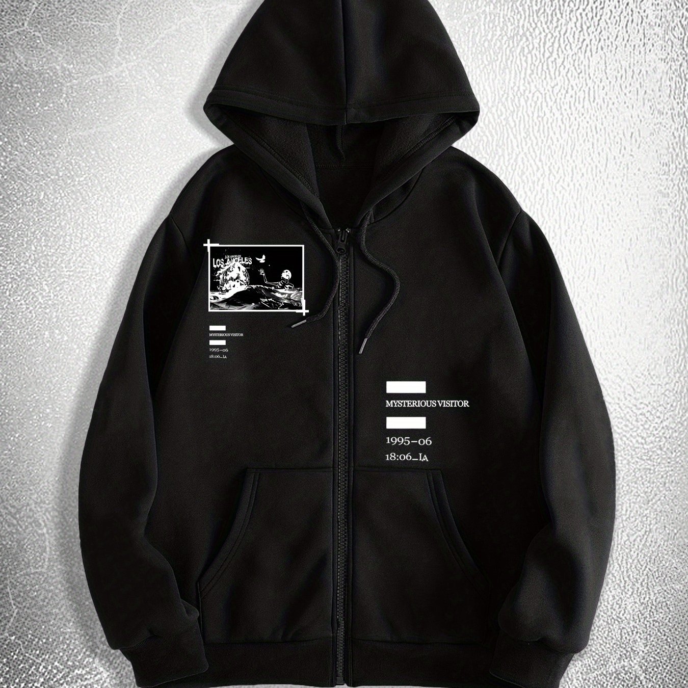 TEMU Skull Print Men's Autumn And Winter Casual Hooded Cardigan Sweatshirt