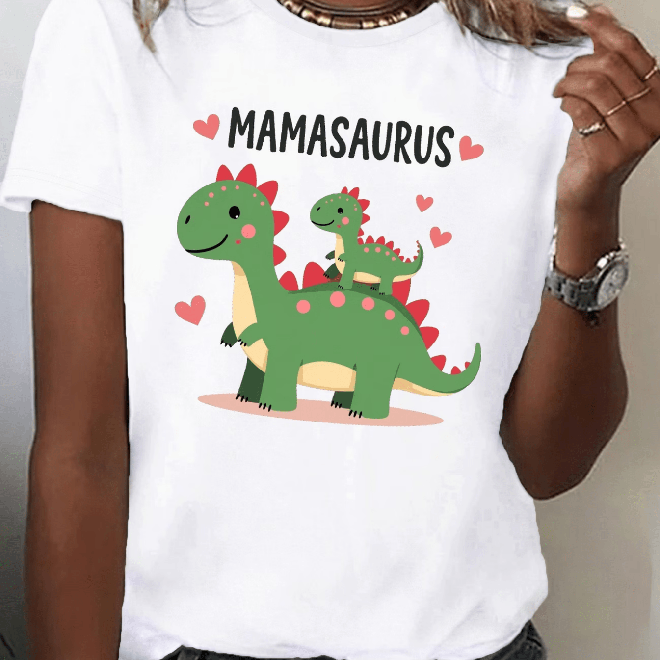 TEMU Printed T-shirt - Short Sleeve Round Neck Casual Top, Soft Breathable Fabric, Regular Fit For Spring Summer, Casual Wear, Fun Graphic Tee,