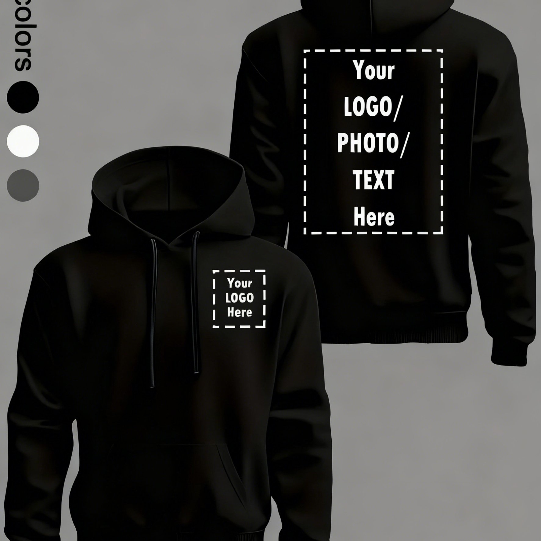 TEMU Customizable Men's Hooded Sweatshirt - Double-sided Custom Picture/text Print, Comfortable And Breathable, Soft And Warm, Versatile Jacket,