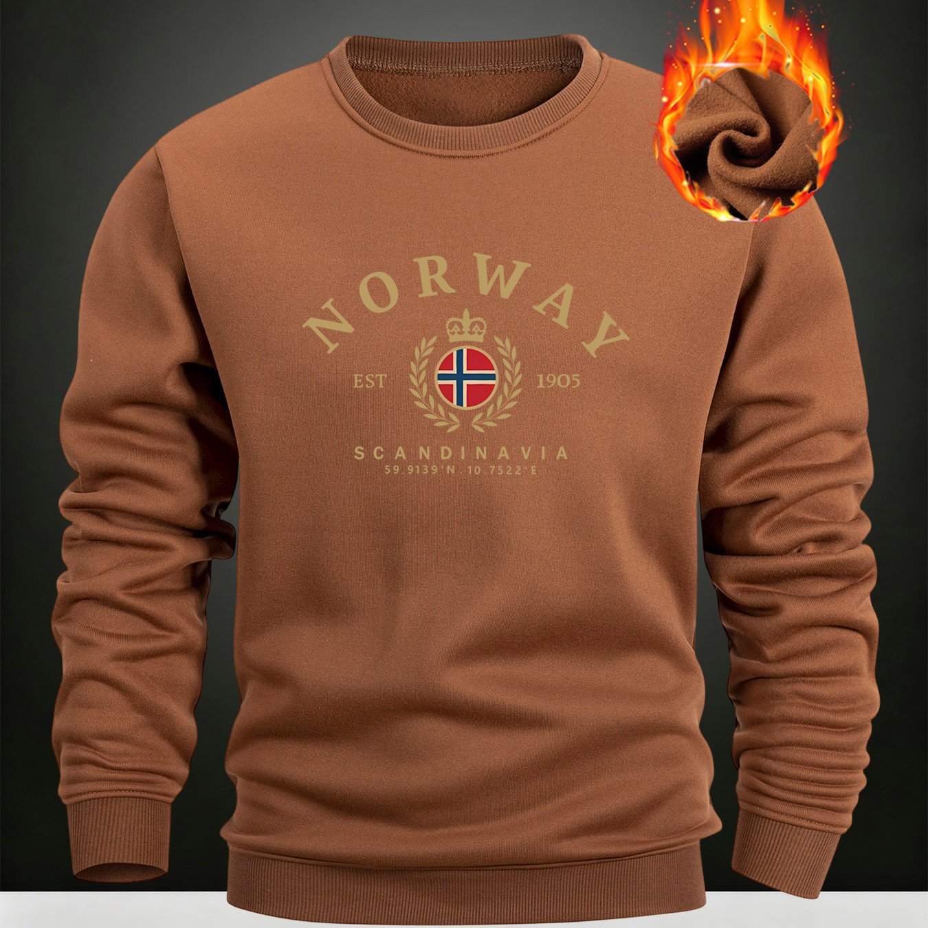 TEMU Men's Print Fashion Long-sleeved Sweatshirt For Spring And Autumn, Slightly Elastic, Comfortable, Skin-friendly And Warm Fabric, Round Neck