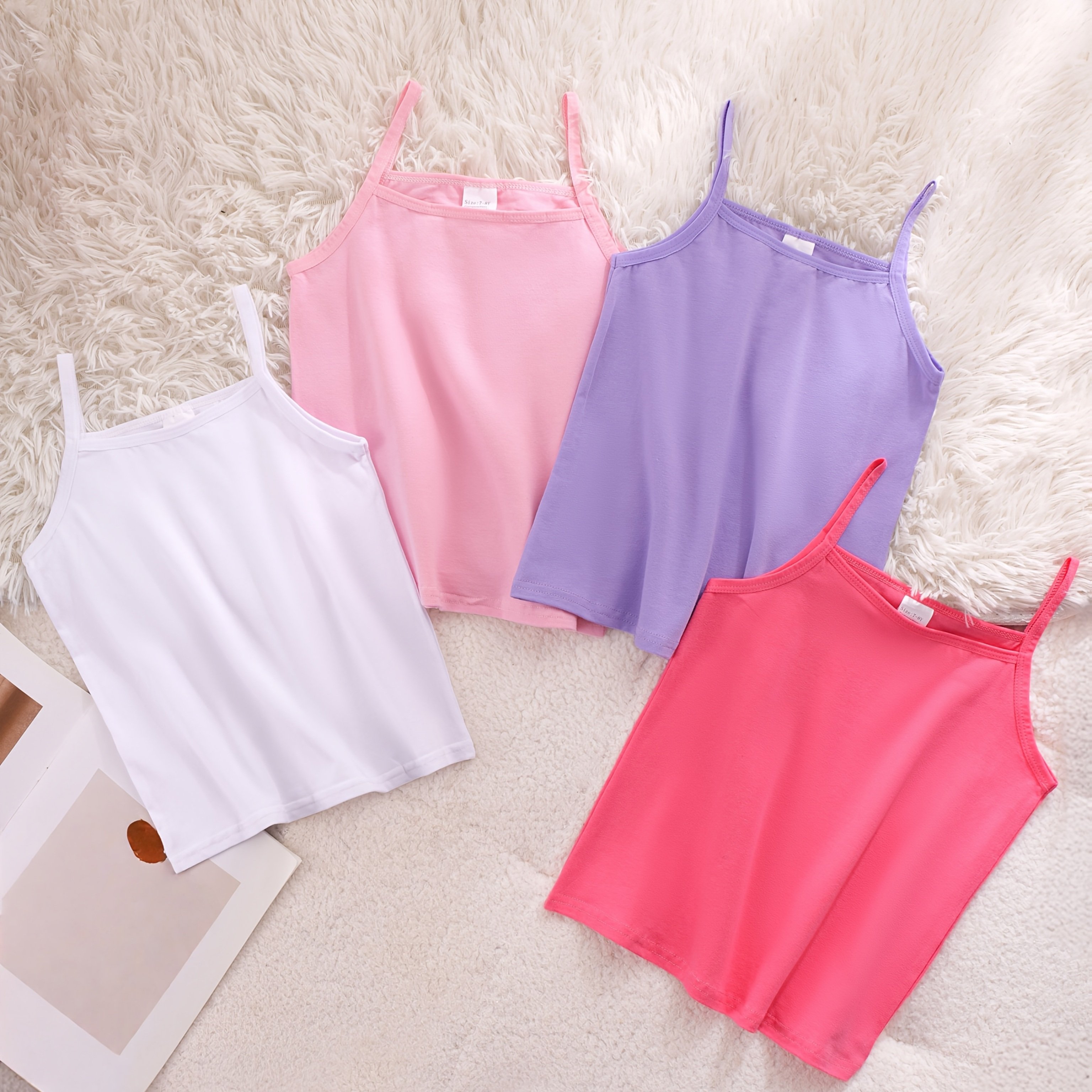 4pcs Set Of Solid Color Camisole Tops
