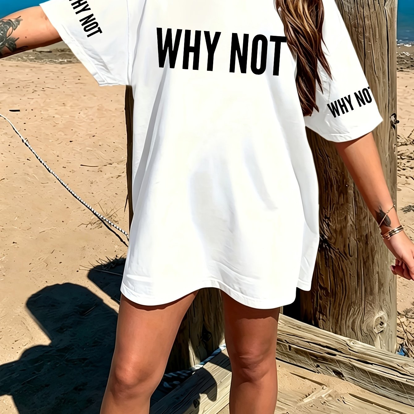 TEMU Ladies Plus Size '' Attitude Slogan T-shirt, Easy Letter 3 Printing, Street Trend Women's Wear, Micro-elastic, New Women's Short Sleeves For