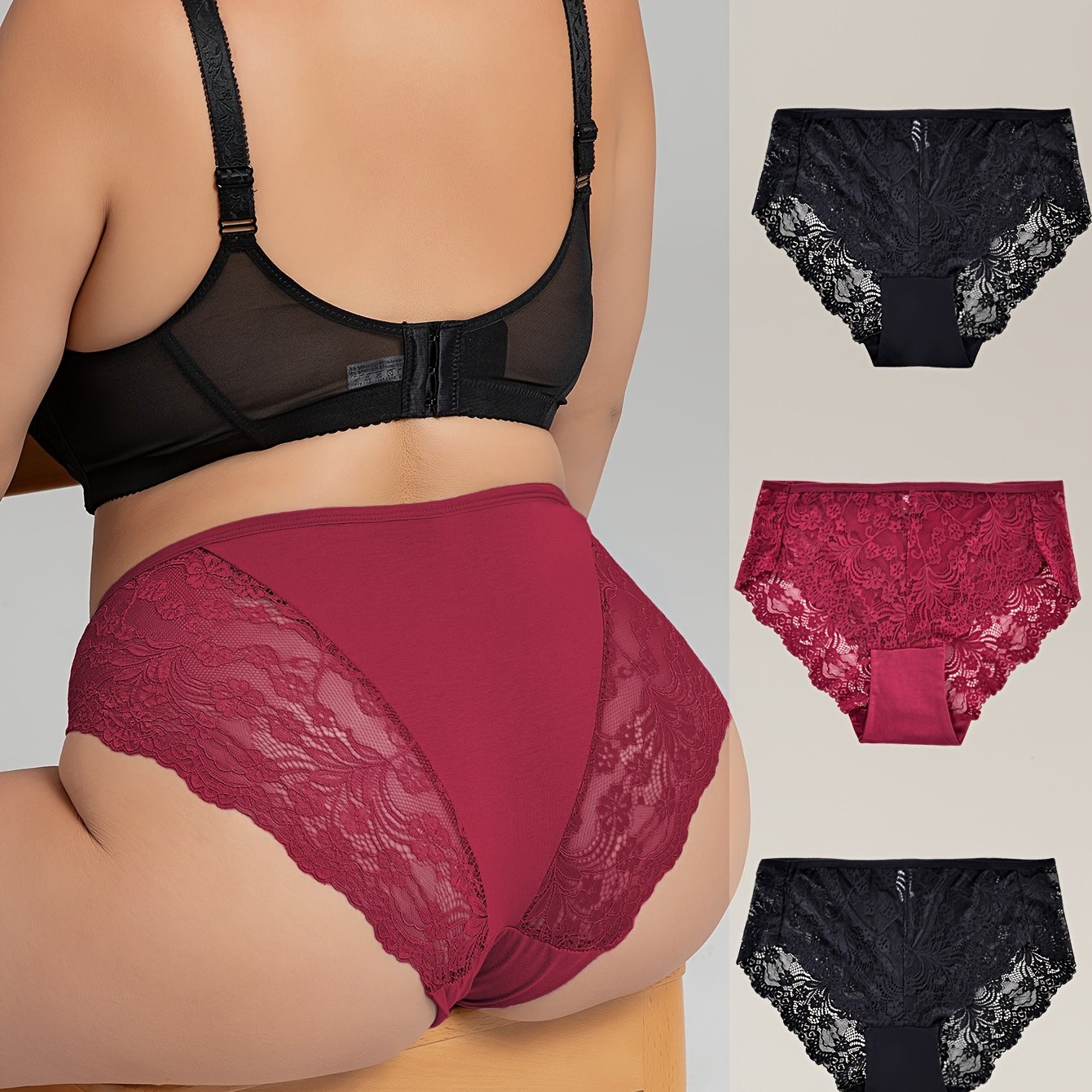 Timothee Women Underwear Plus Size Lace Panties for Women, Sexy Lingerie, S  - 5XL(pack 3-2, S) at  Women's Clothing store