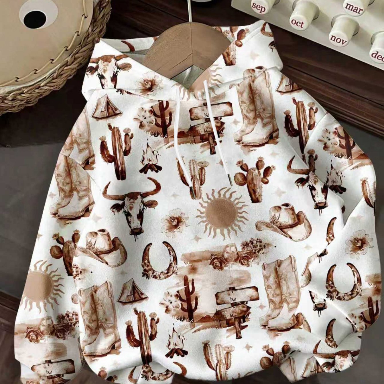 TEMU Plus Size, Plus Size Casual Western Cowboy Pattern Vintage "back To " Graphic Hoodie, Suitable For Autumn/winter,fall