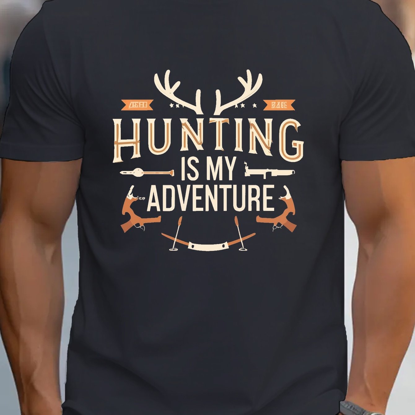 TEMU Hunting Is Neck T-shirt For Men, Casual Short Sleeve Top, Men's Clothing For Summer