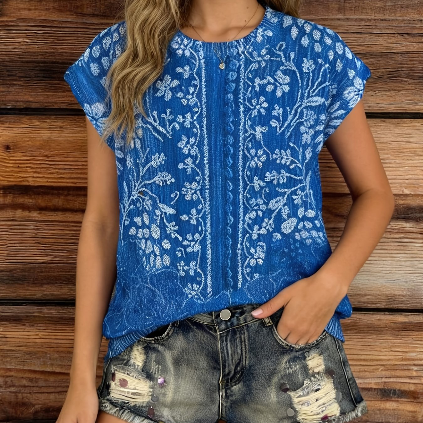 TEMU Plus Size, 2d Flat Pattern Spring/summer Fashion New Style Pullover Round Neck Sleeveless Women's Top With Flat , Trendy Women's Apparel