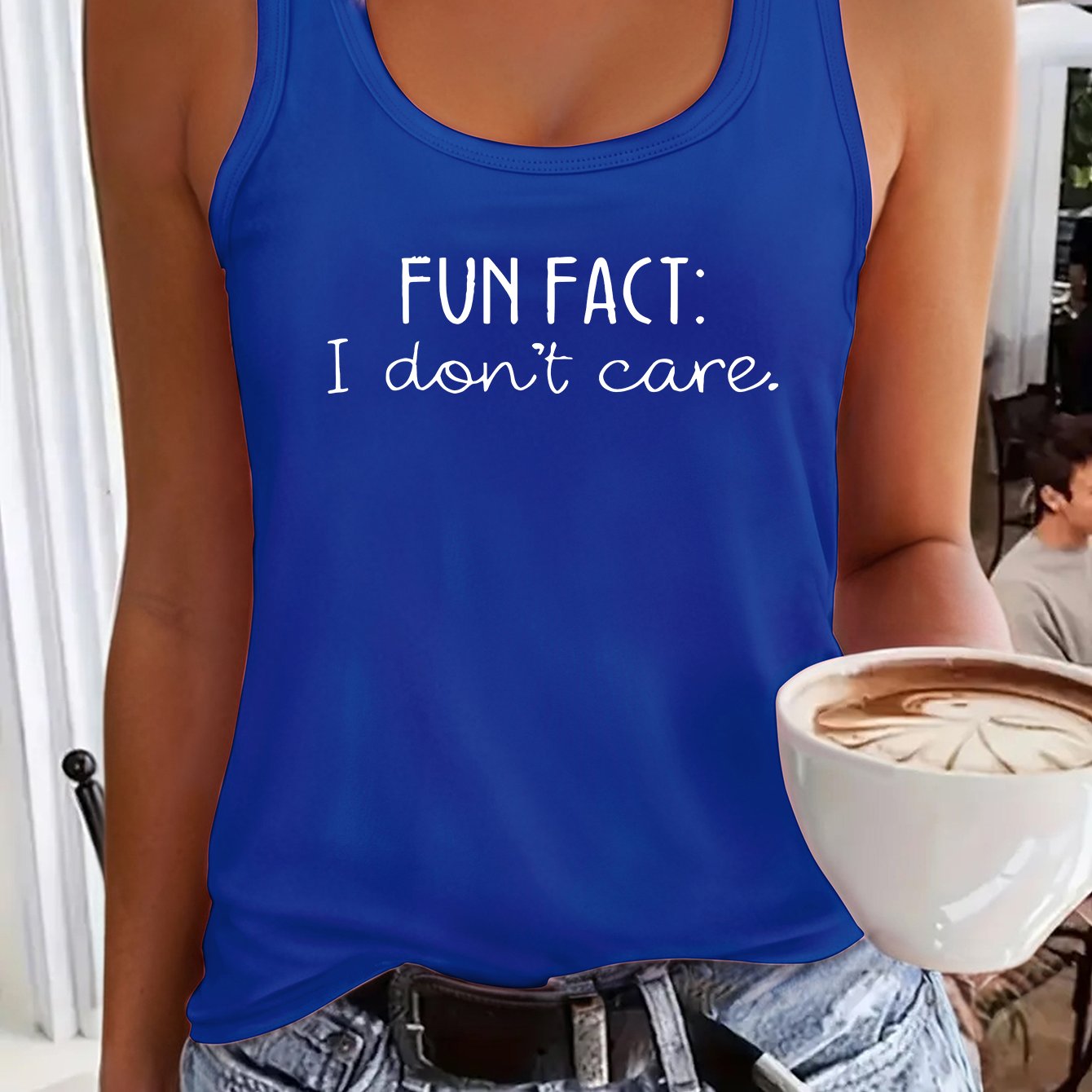 TEMU 't Care Letter Printed Women's Fashion Vest, Spring And Summer Casual Sleeveless Work Vest, Women's