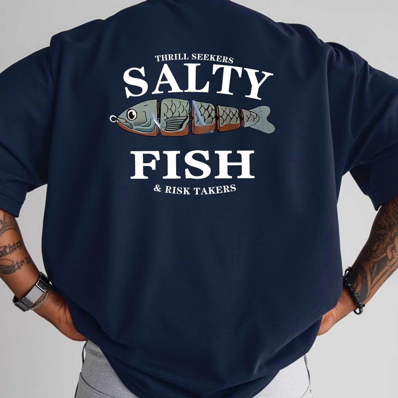 TEMU Fish Short Sleeve T-shirt Plus Size Printed Base Shirt Widened And Enlarged Spring Summer Round Neck Casual Versatile Top Plus Size, Plus Size